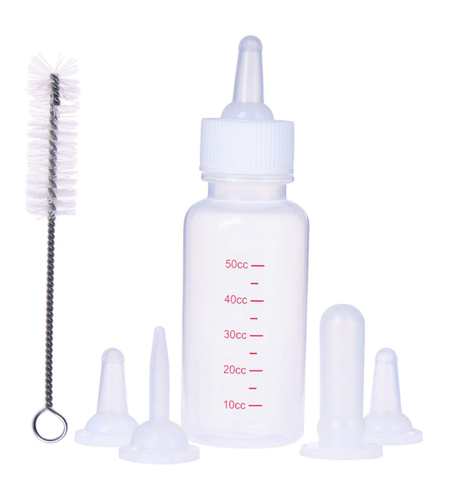 DoubleWood Nursing Bottle Kit with Replacement Nipple for Newborn Kittens, Puppies, Rabbits, Small Animals - Buy Online on GoSupps.com
