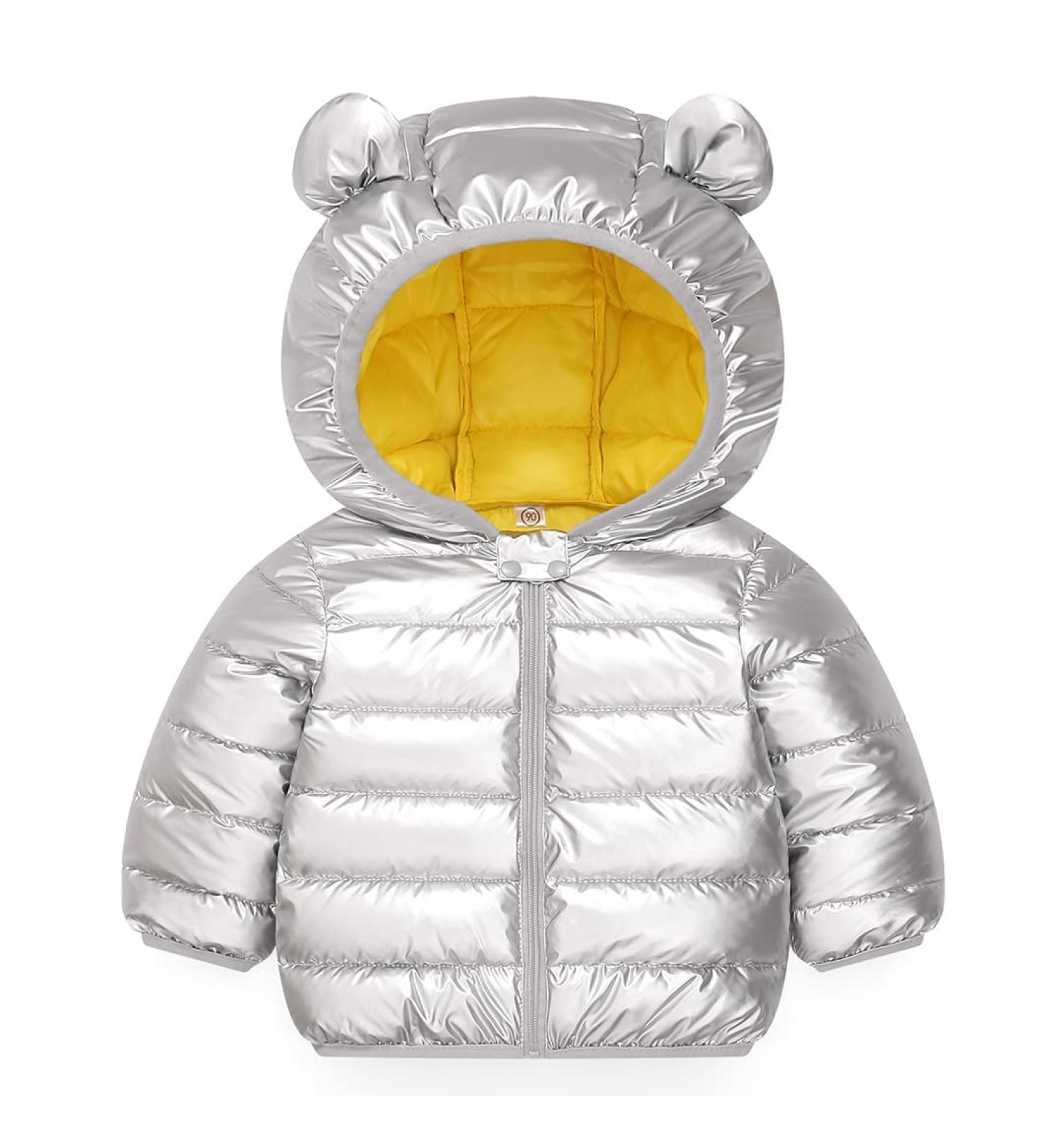 Baby Winter Hooded Puffer Jacket - Silver 100cm to 110 Lightweight Outerwear - Buy Online on GoSupps.com