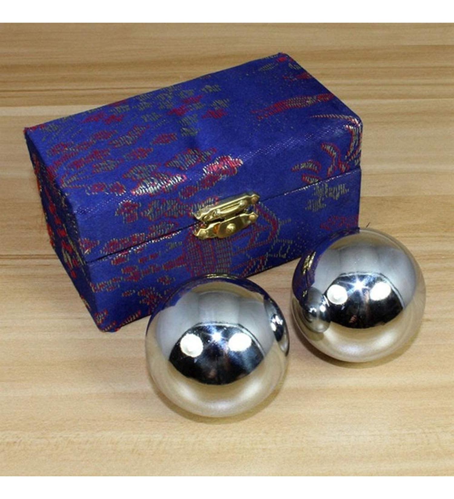 Baoding Balls Set - Stainless Steel Massage & Exercise Balls for Stress Relief | 33 mm Chinese Health Exercise - Buy Online on GoSupps.com
