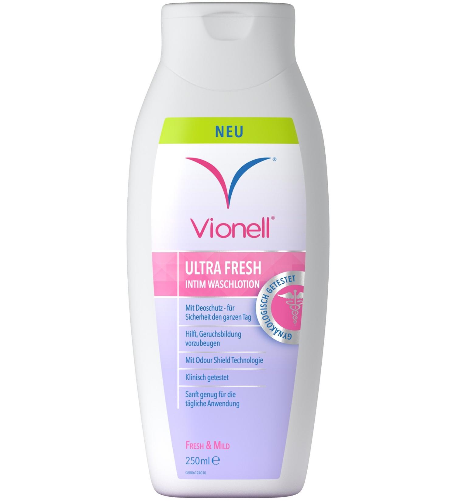 Vionless intimate waschlotion women Ultra Fresh for daily intimate hygiene 24-hour odor protection hypoallergenes 250 ml Ultra Fresh 250 ml (1 Pack)
