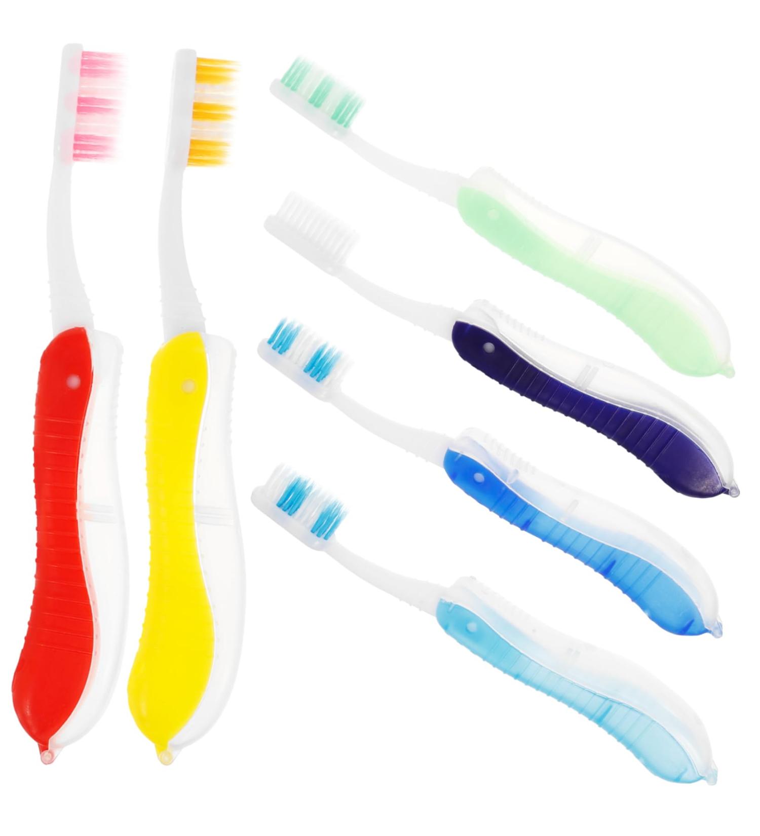 6th Foldable Camping Toothbrush - Large Pack with Sleeves for Travel | Portable & Space-Saving Mouth Cleaning Brush - Buy Online on GoSupps.com