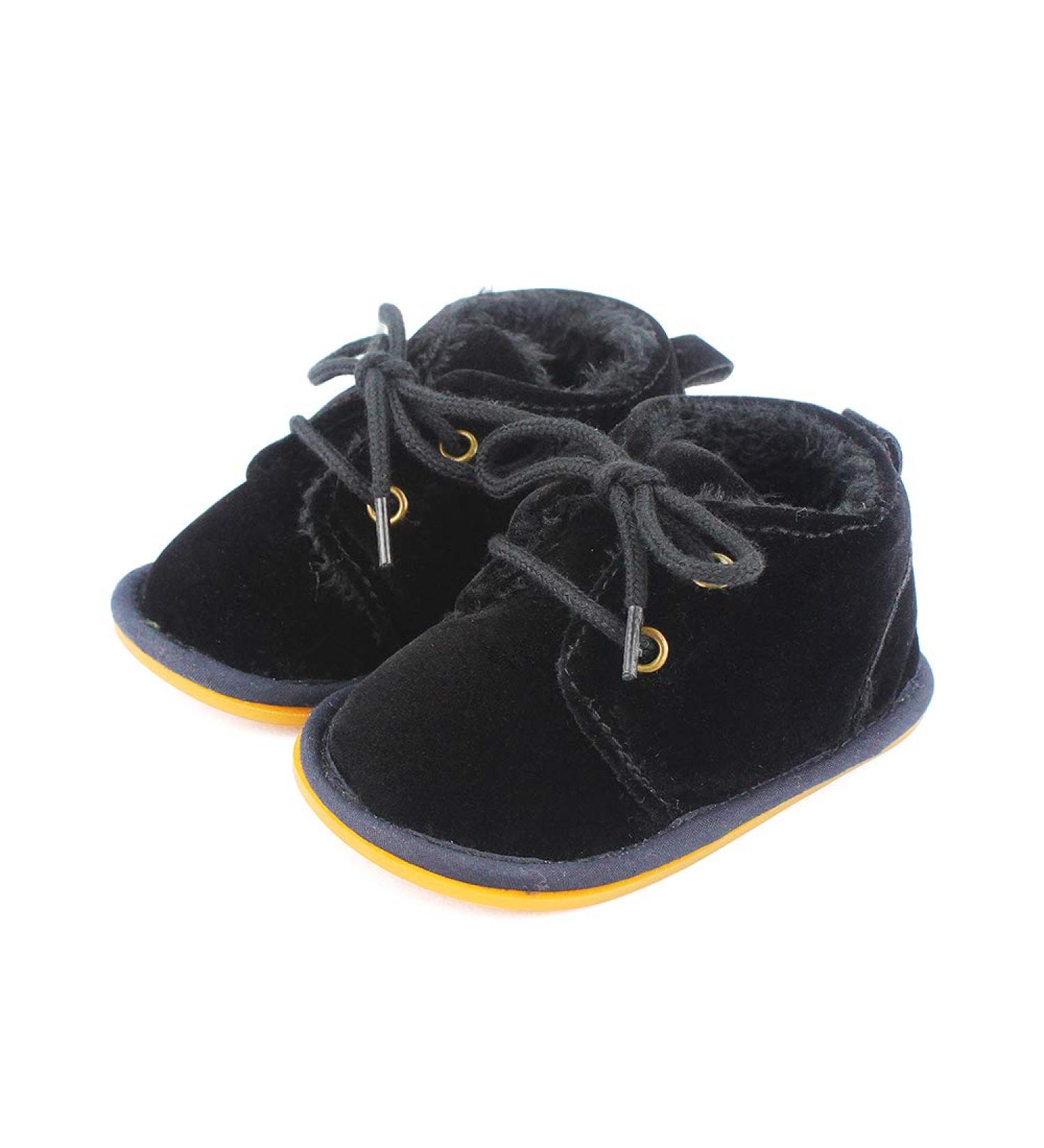 LACOFIA Baby Winter Shoes - Infant Anti-Slip Lace-up Booties (12-18 Months, Black) - Buy Online on GoSupps.com