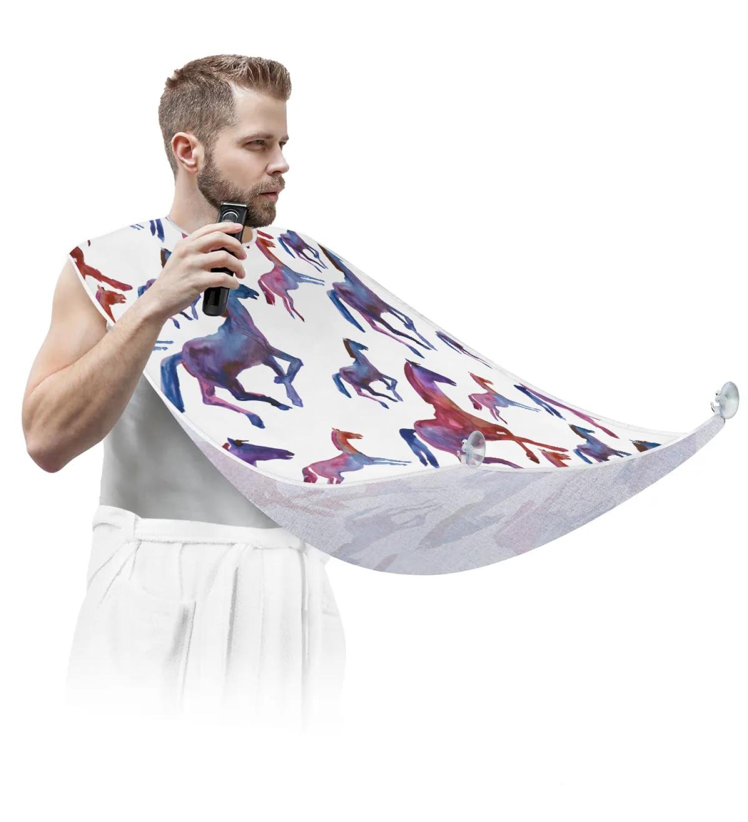 Shop Beard Bib Apron for Men - Waterproof Hair Catcher & Grooming Cape | Cute Horse Pattern - Buy Online on GoSupps.com