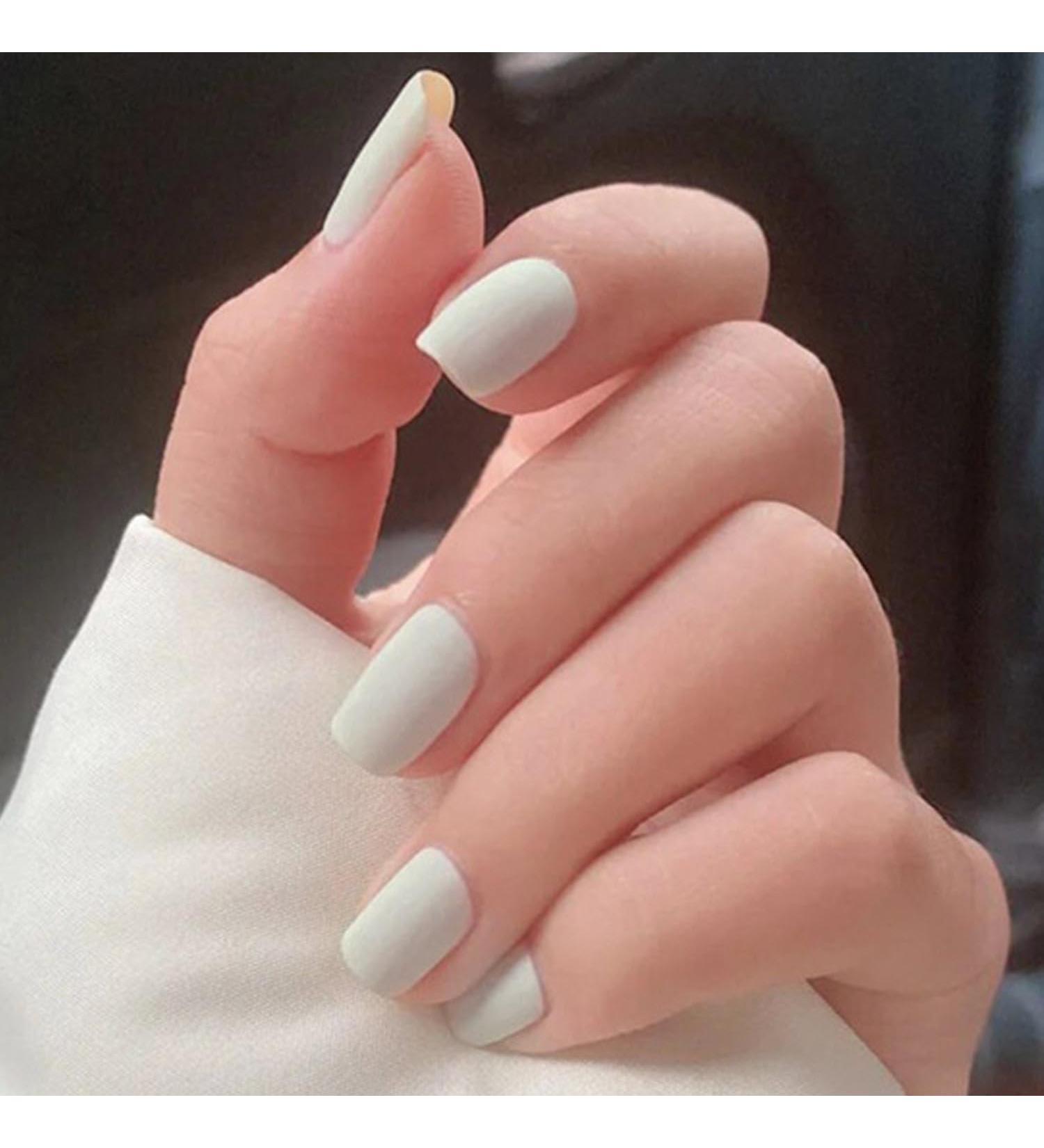 Handcess 24 Pieces Short White Ballerina Press on Nails - Matte False Nails for Women & Girls | Easy Stick-On Artificial Nails - Buy Online on GoSupps.com