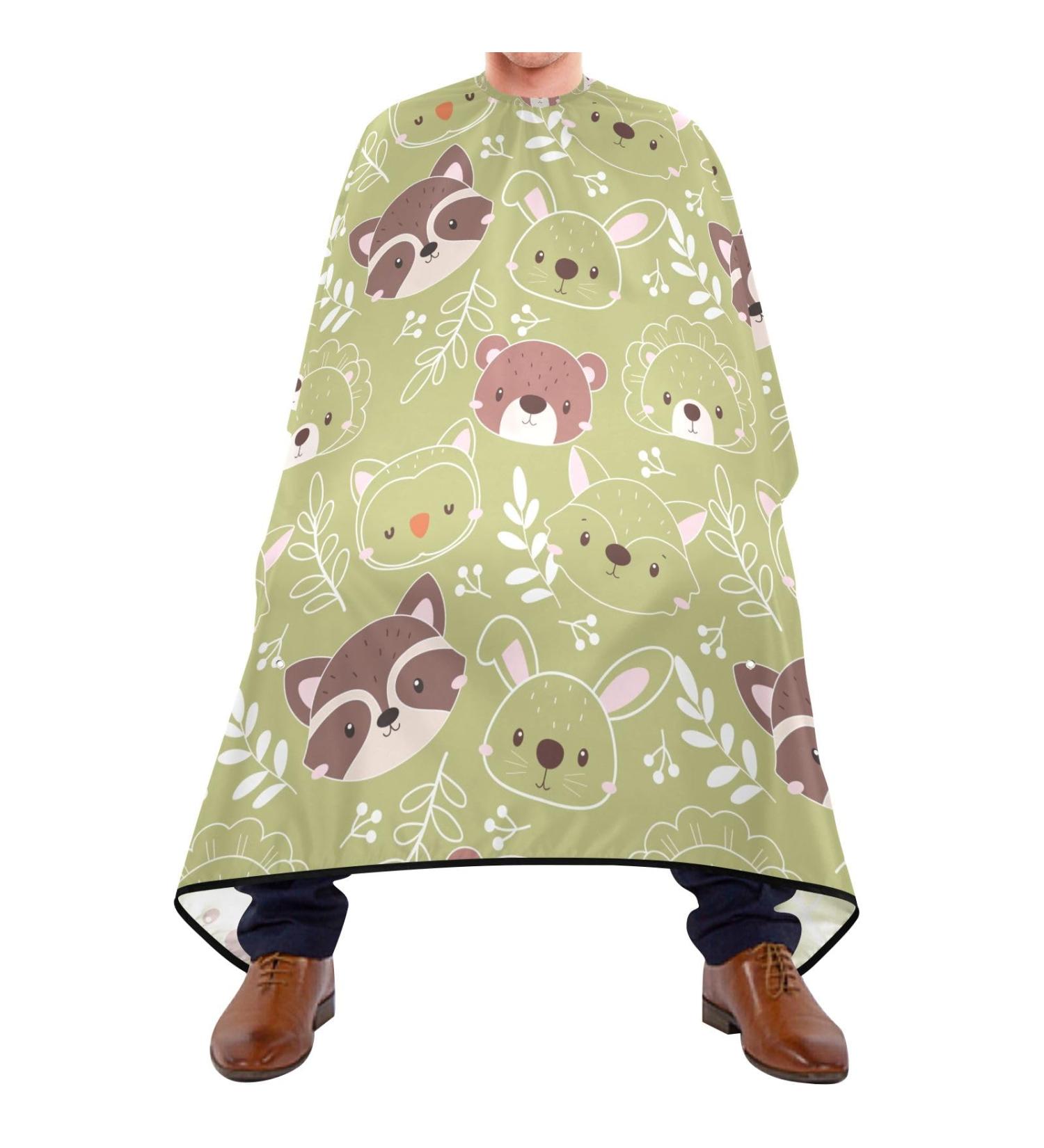Shop Waterproof Barber Cape - Cute Bear on Green & Cheetah Haircut Bib for Men & Women | Unisex Hair Cutting Cape (8rp1a - Buy Online on GoSupps.com