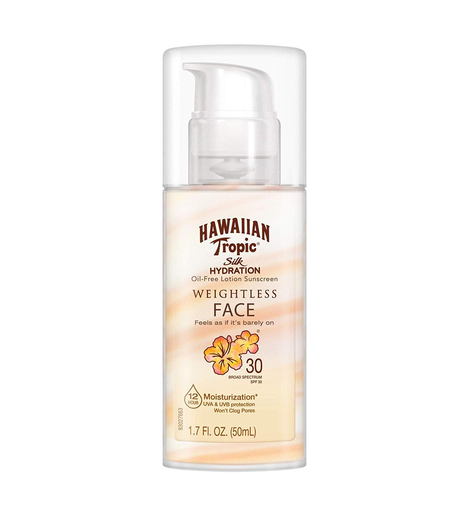 Hawaiian Tropic Weightless Hydration Lotion Sunscreen for Face SPF 30 1.7oz (4 PACK) | Travel Size Sunscreen Oil Free Face Sunscreen Sunblock Face Mini Sunscreen SPF 30 1.7oz (1.7 fl. oz. 4) - Buy Online on GoSupps.com