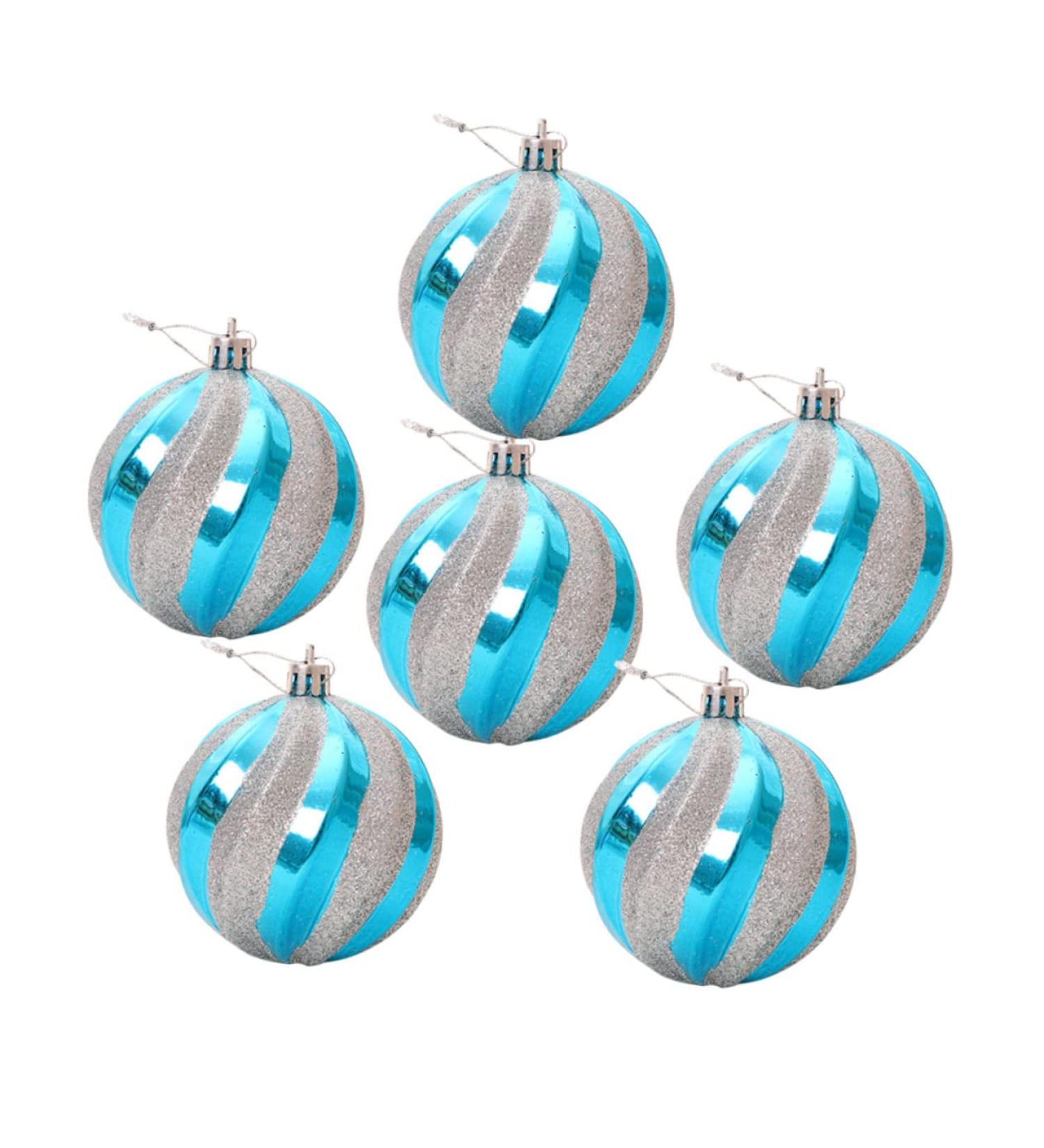 Alipis 6pcs Ornament Glitter Ball Pendant Christmas Ball Pendant Christmas Tree Ball Thread Candy Balls Blue 6.00X6.00X6.00CM - Buy Online on GoSupps.com