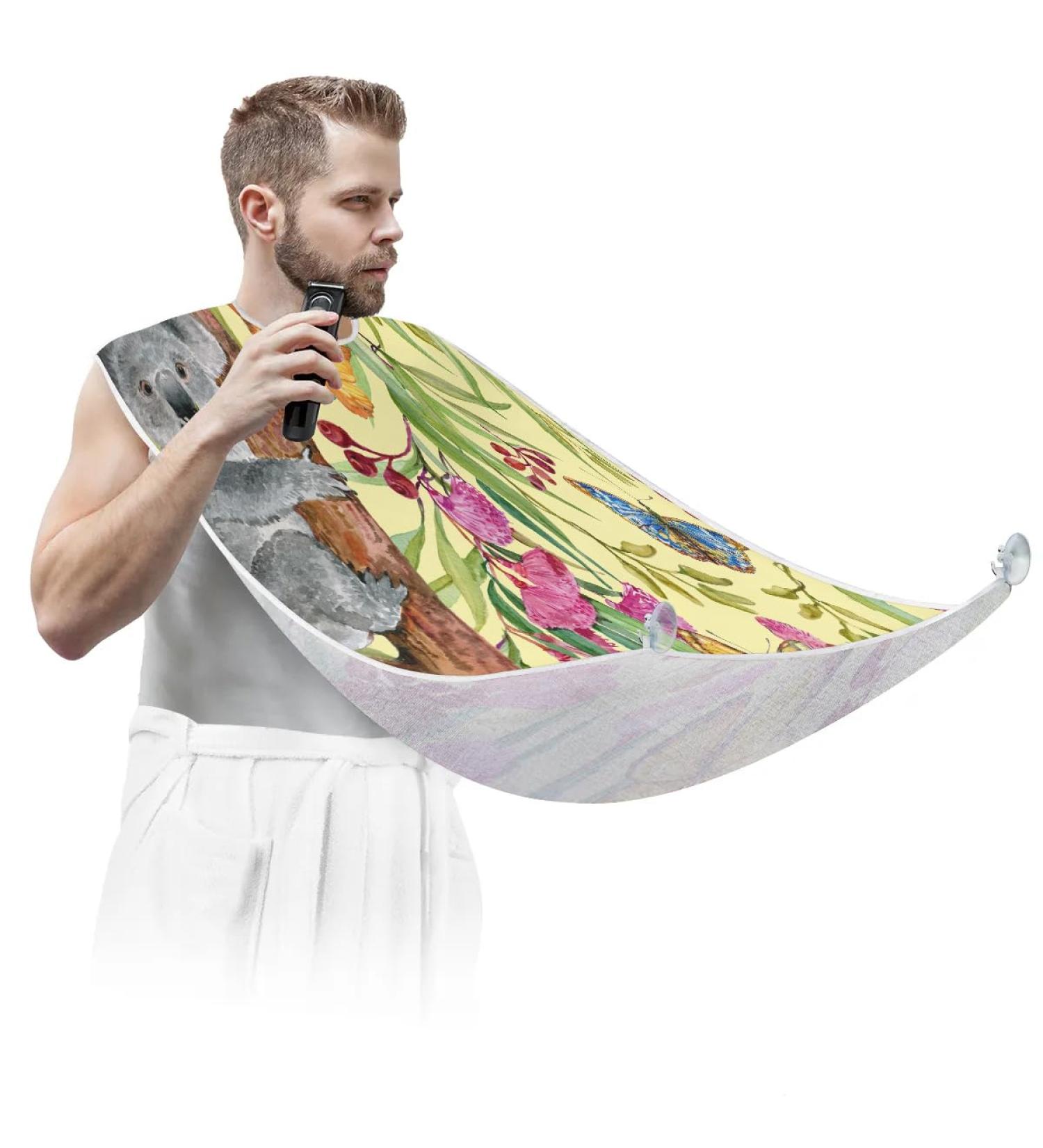 Beard Bib Apron for Men | Waterproof Hair Catcher Cape - Koala Butterfly Flower Design - Perfect for Shaving & Trimming - Buy Online on GoSupps.com