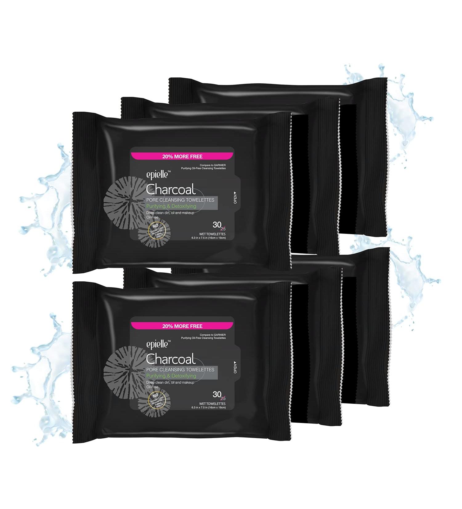Epielle Charcoal Makeup Remover Cleansing Wipes Tissue | Soft and Gentle for all Skin Types | Daily Facial Cleansing Towelettes | Removes Dirt Oil Waterproof Makeup | Mothers day gift | 30 Ct | 6 Pack Beauty Stocking S... - Buy Online on GoSupps.com