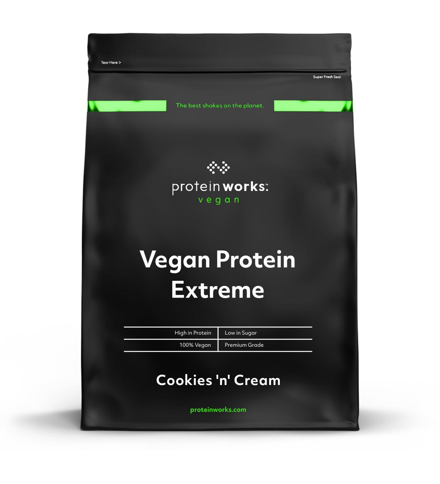 The Protein Works Vegan Protein Extreme | 29g Plant Based Protein | Vitamin Blend | 57 Servings | Cookies 'n' Cream 2kg - Buy Online on GoSupps.com
