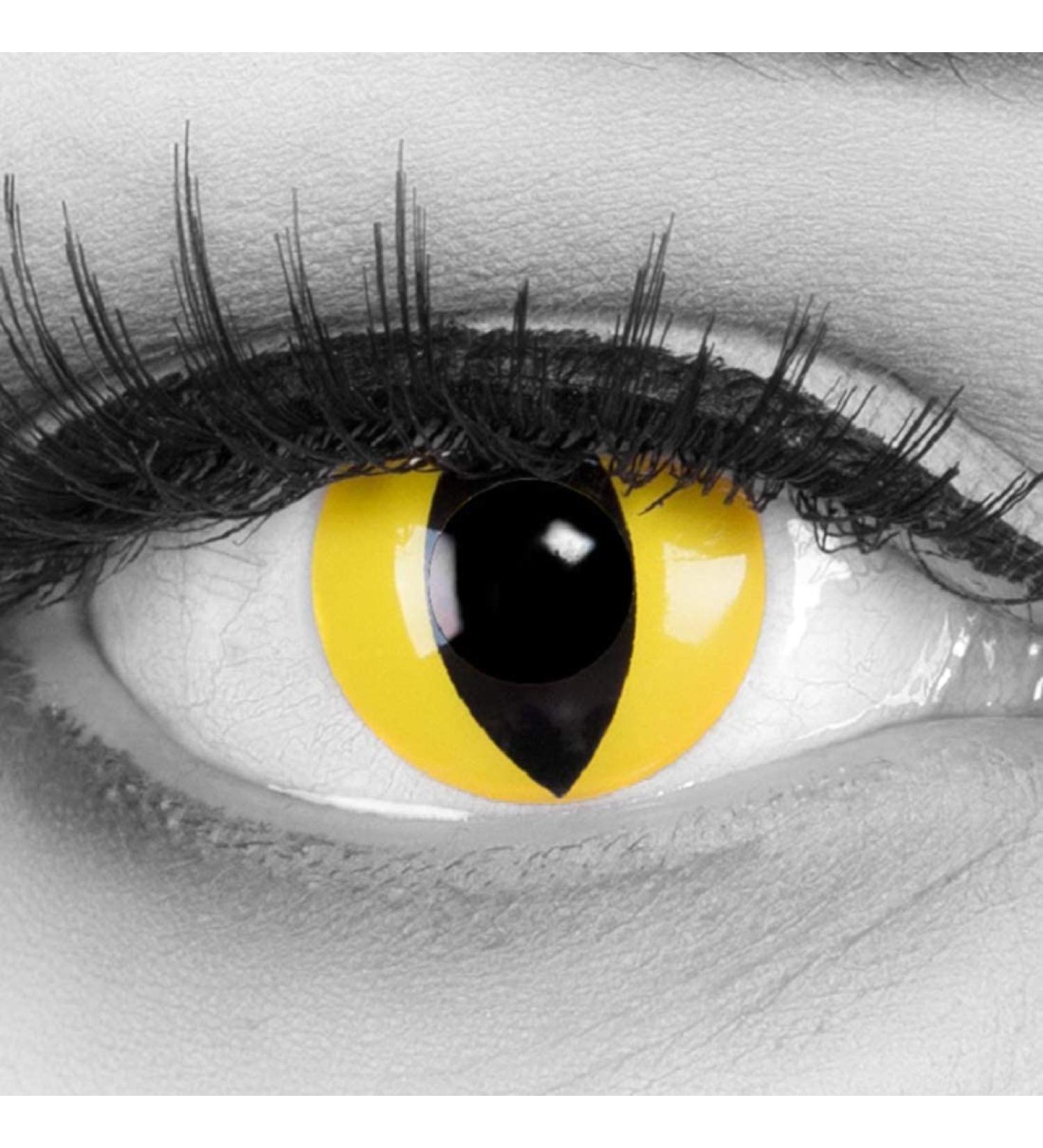 Buy Funnylens Yellow Crazy Cat Eye Contact Lenses - Halloween & Carnival | Free Lens Case | -3.50 Diopter | Top Quality Fun Lenses - Buy Online on GoSupps.com