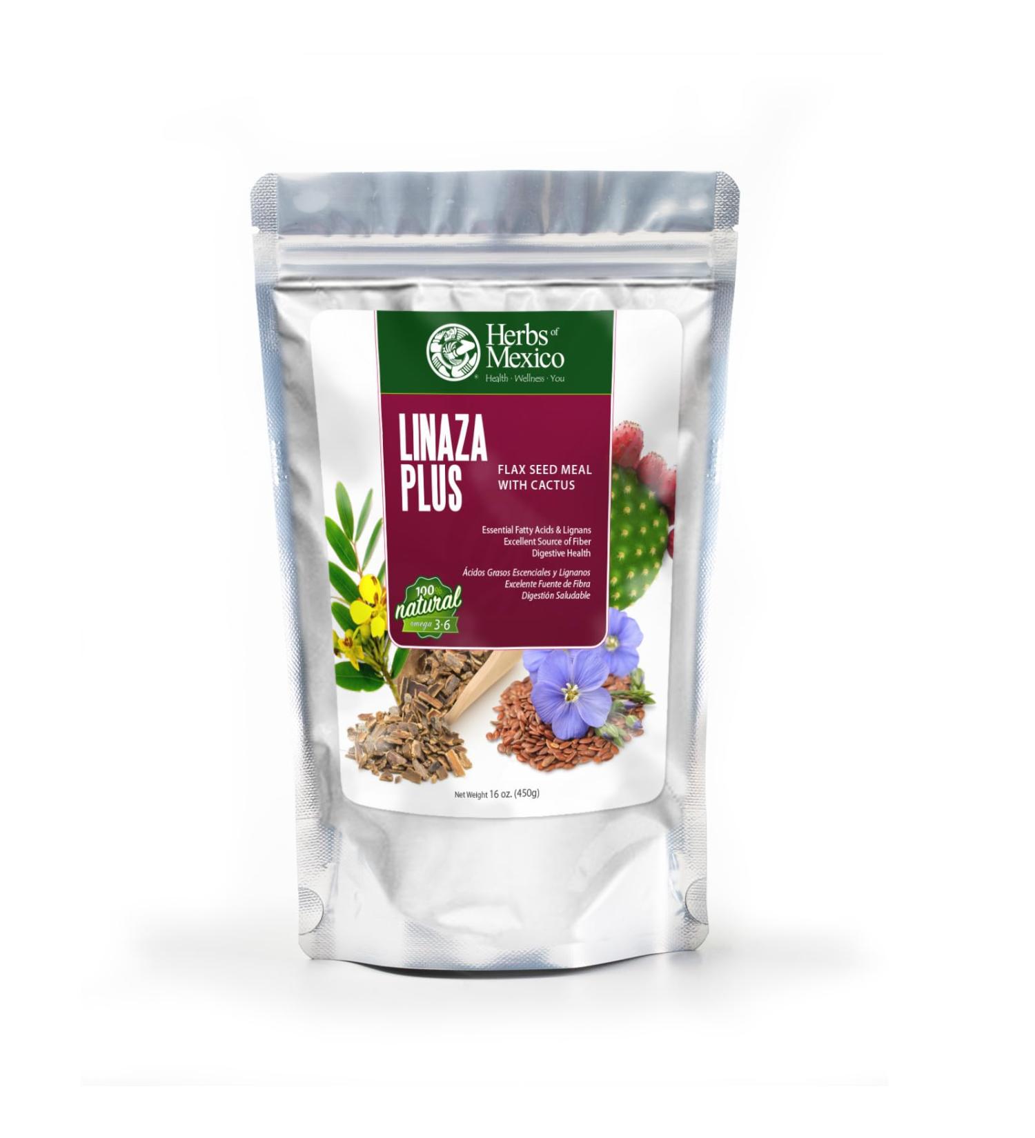 Linaza Plus Blend Flax Seed Cactus Senna Leaf Sacred Bark by Herbs of Mexico Digestive Support. 16 oz