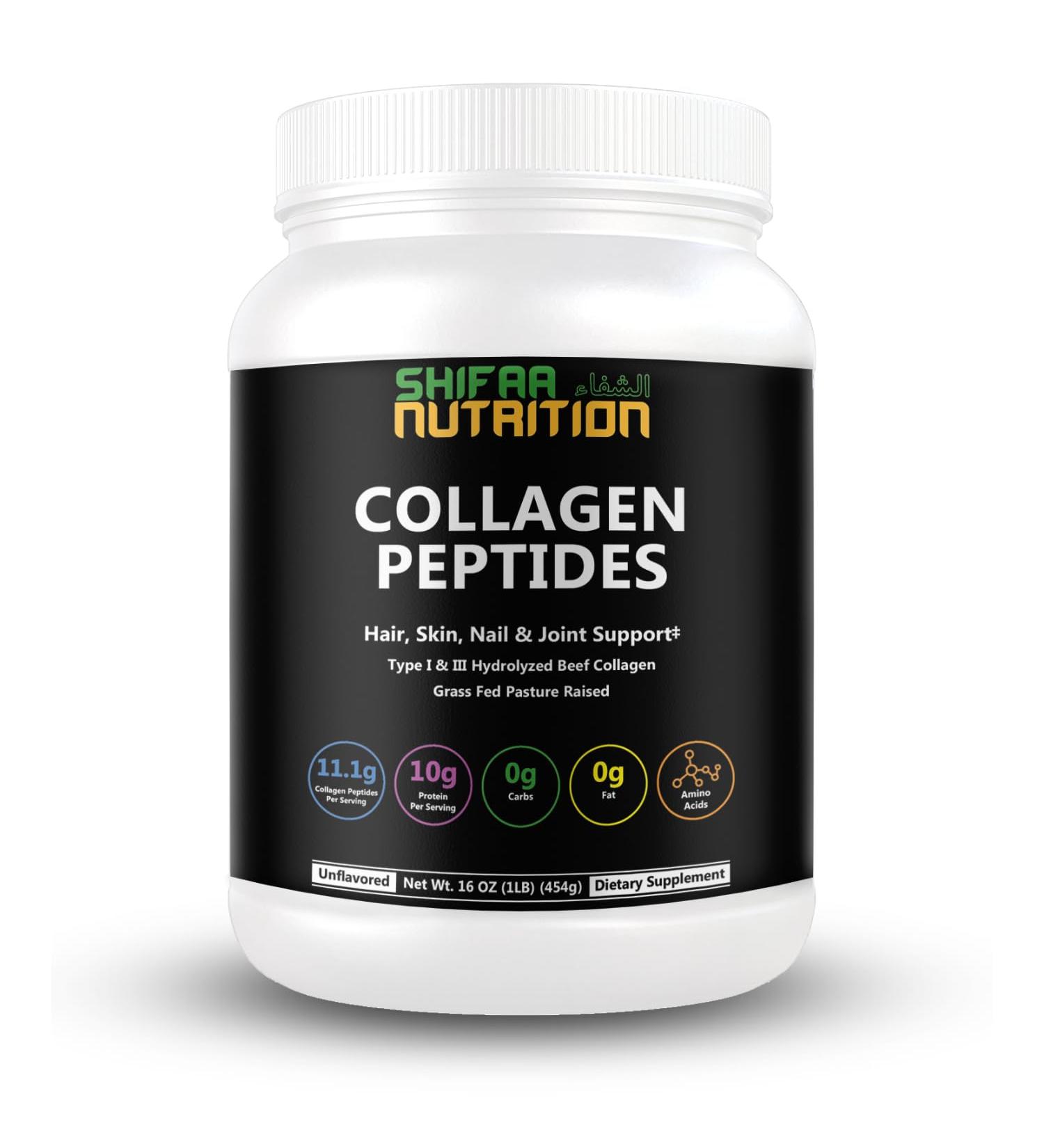 Halal & Grass Fed Collagen Peptides Powder 1 lb. 16oz Unflavored Hydrolyzed Collagen Peptides Powder Type I & Type III for Hair Skin Nails & Joints | Keto & Paleo Friendly | Sugar & Gluten Free - Buy Online on GoSupps.com