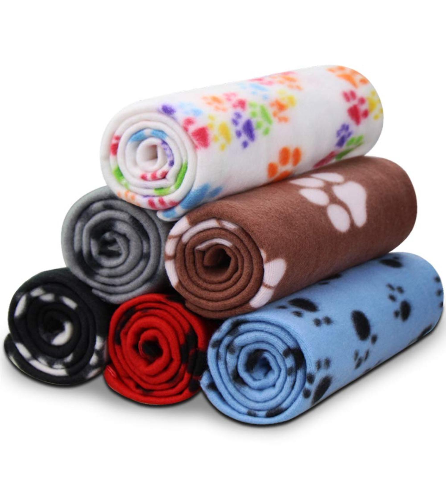 Comsmart Warm Paw Print Blanket/Bed Cover for Dogs and Cats | 6 Pack, 24x28 Inches, Multi-colored - Buy Online on GoSupps.com