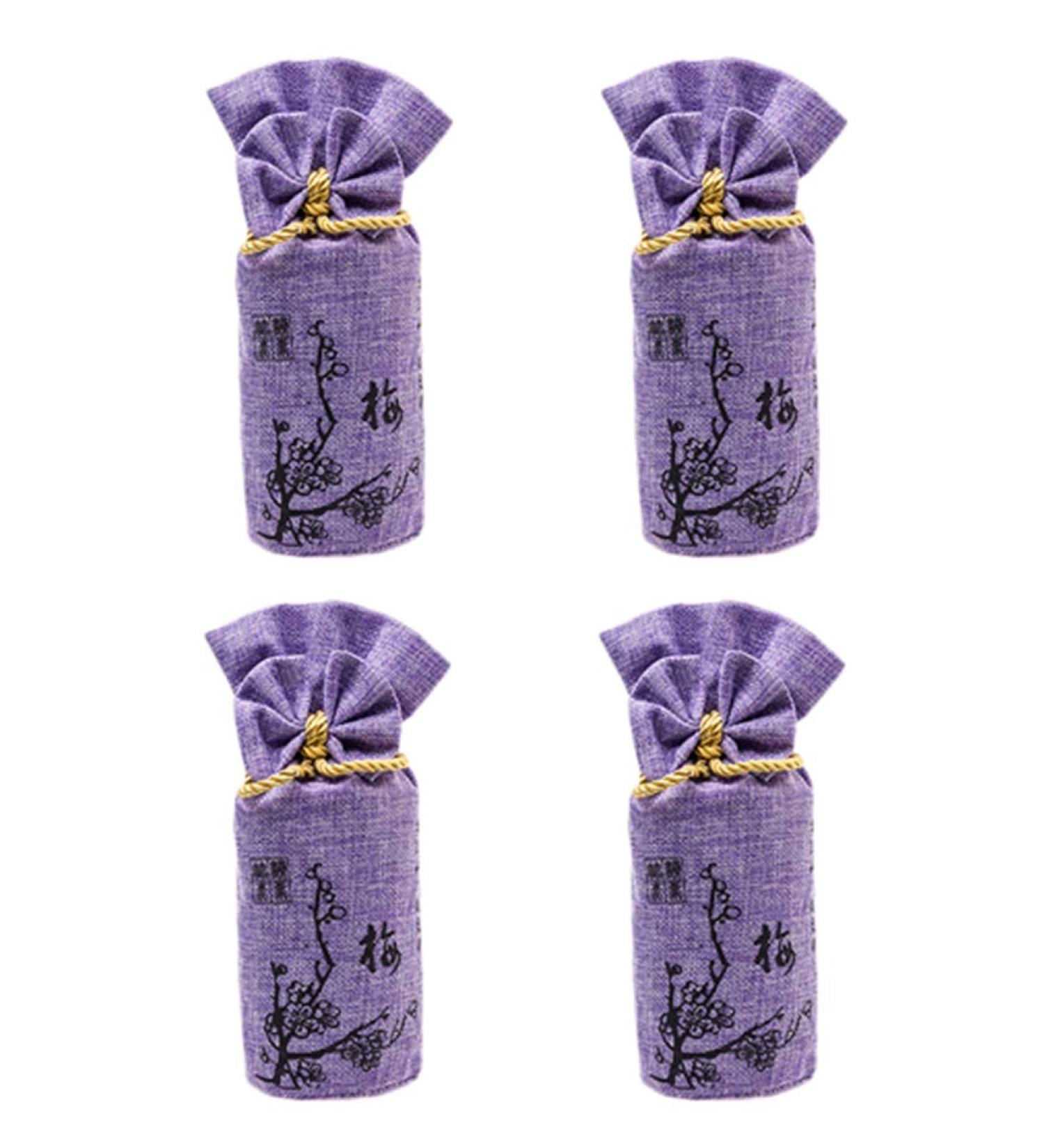 Bamboo Coal Air Purification Bags | Activated Carbon Smell Absorbers | Moisture Absorbing Fresheners for Home & Car | 4 Pack (250g each) - Eco-Friendly Purple - Buy Online on GoSupps.com