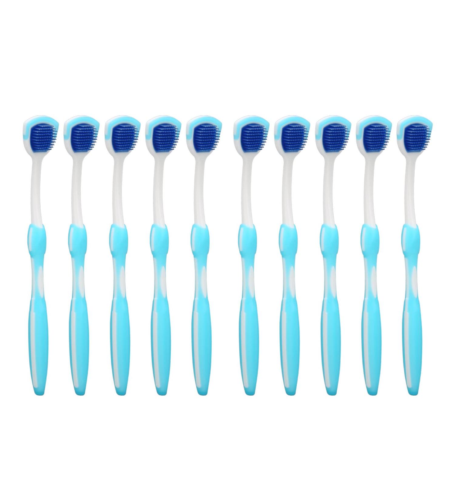 Buy Tongue Scraper - 10-Piece Oral Hygiene Set with Long Handle Tongue Brush for Adults | Blue | International Shipping Available - Buy Online on GoSupps.com