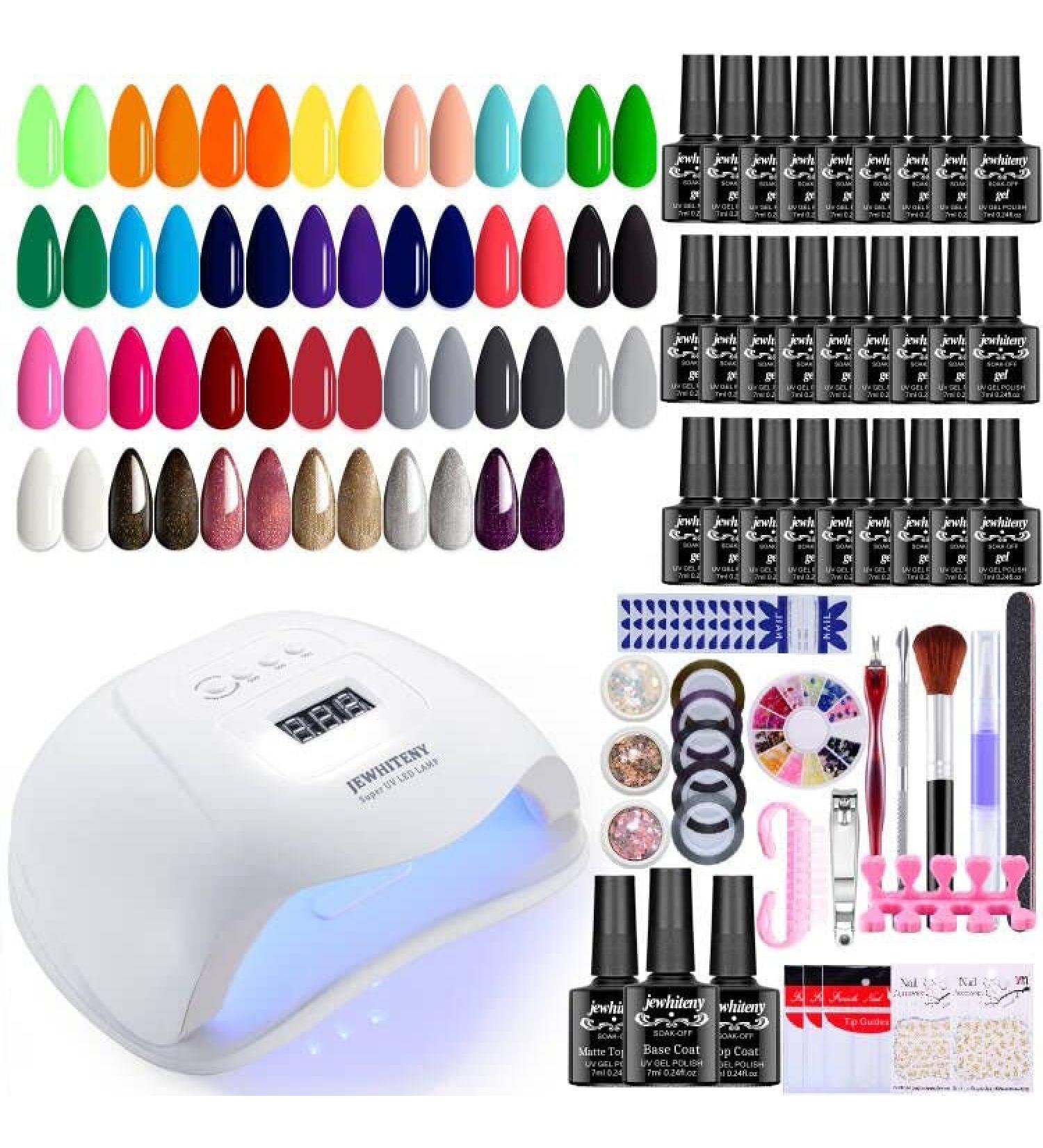 JEWHITENY 30pcs Gel Nail Polish Kit with 120W UV Light | 27 Colors Set, Manicure Tools for Women - Buy Online on GoSupps.com