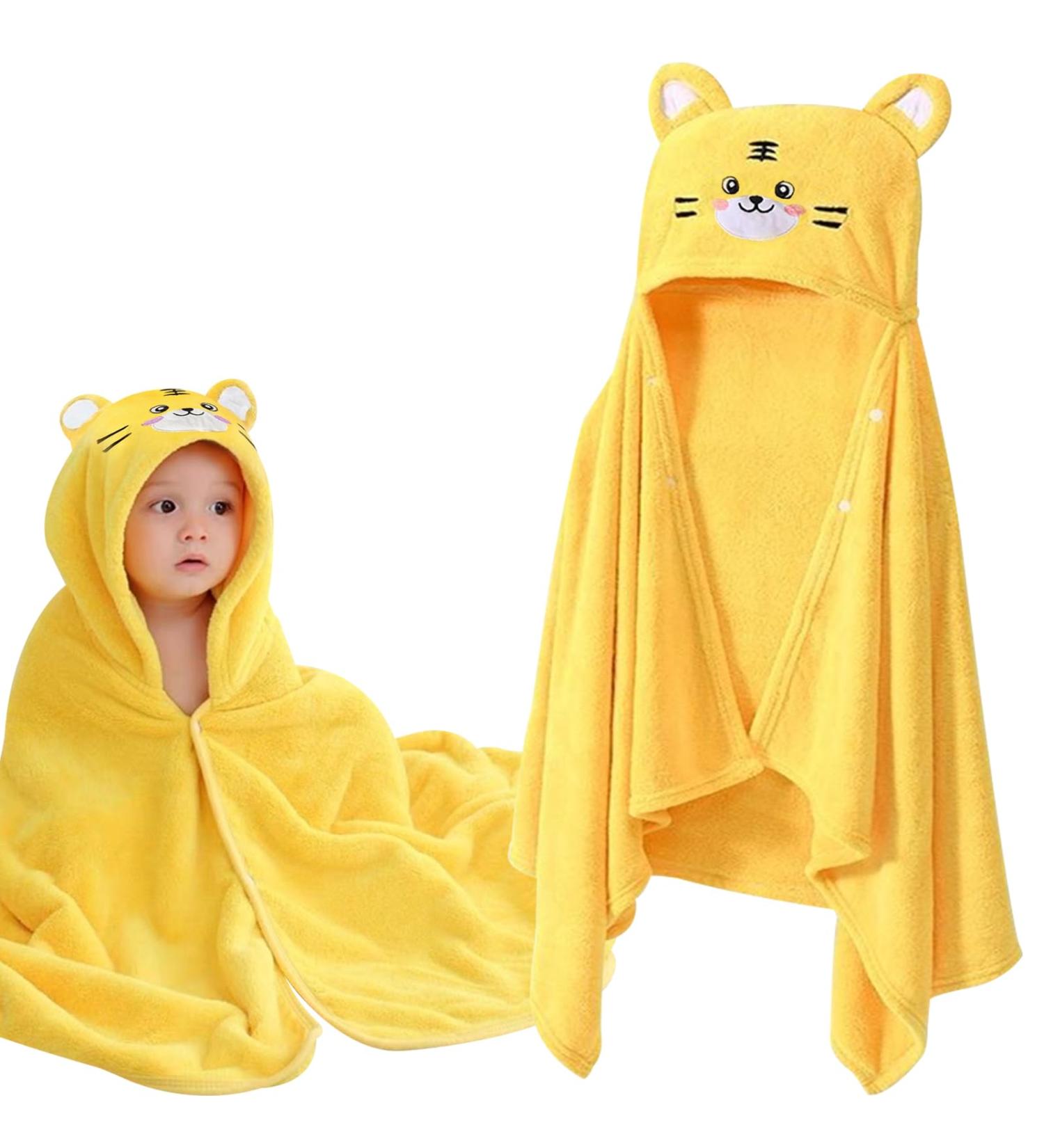 Funmo Baby Hooded Towel - Soft Super Absorbent 80x80 cm Bath Towel with Cute Patterns for Infants (0-5 Years) - Buy Online on GoSupps.com