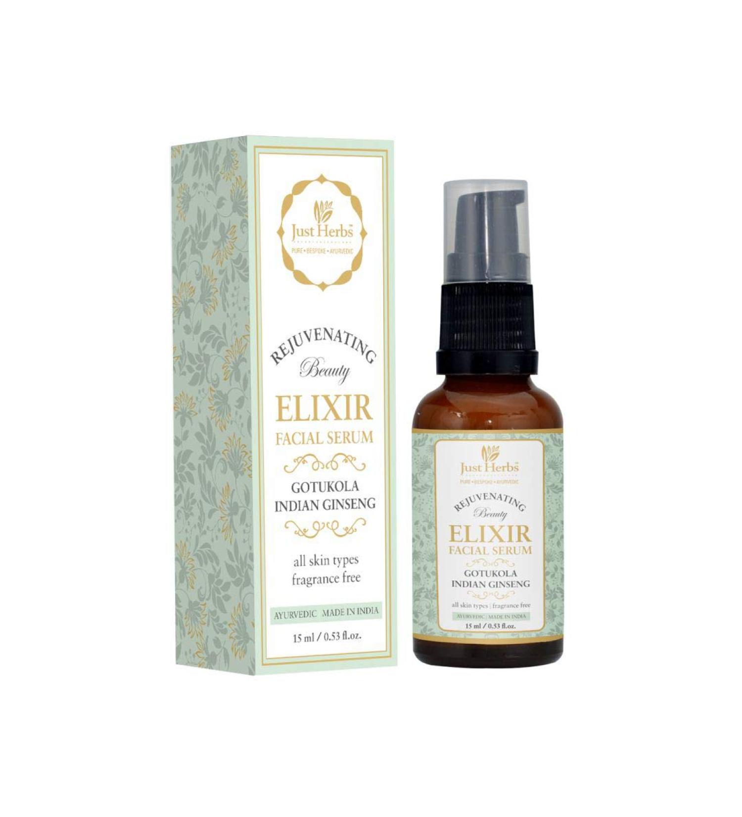 Organic Gotu Kola & Ginseng Facial Serum - Fast Absorbing Vitamin C Elixir for Dark Circles - All Skin Types - 0.53 fl.oz - Buy Online on GoSupps.com