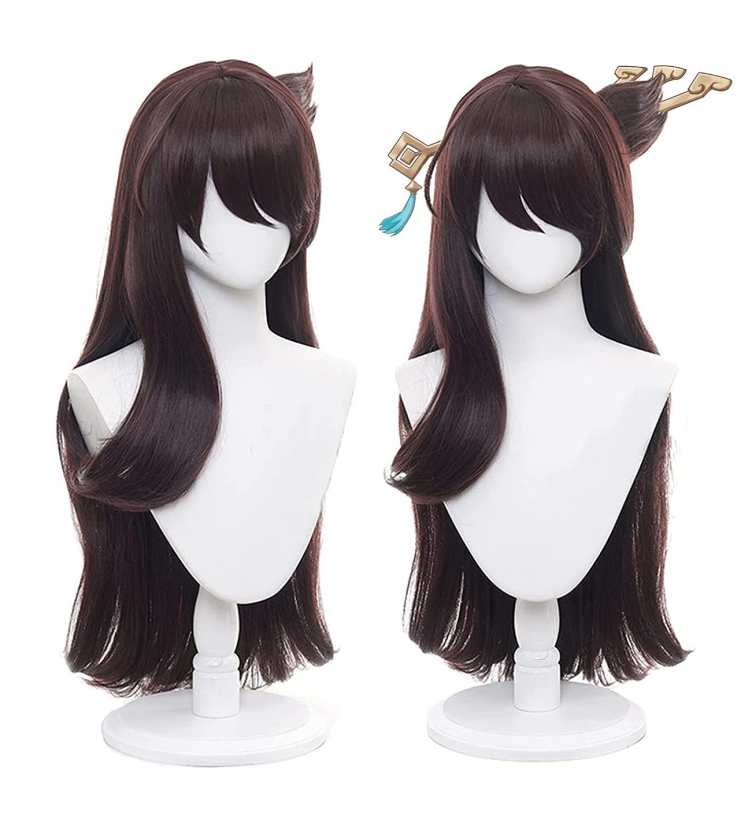 Lwiuentx Genshin Impact Beidou Long Brown Wig | Synthetic Hair for Men & Women | Halloween Party | Free Wig Cap - Buy Online on GoSupps.com