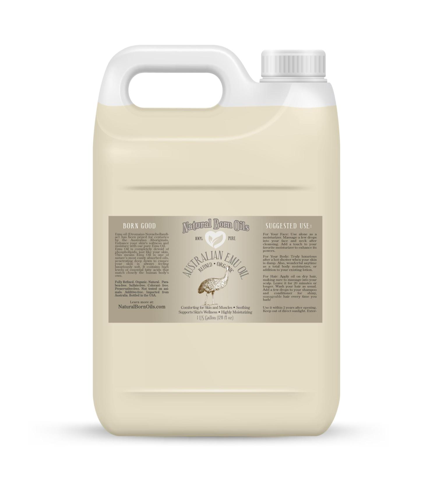 Natural Born Oils Australian Emu Oil 1 Gallon Organic Fully Refined Nutrient-Rich Intense Skin Moisturizer Hair Strengthener - Buy Online on GoSupps.com