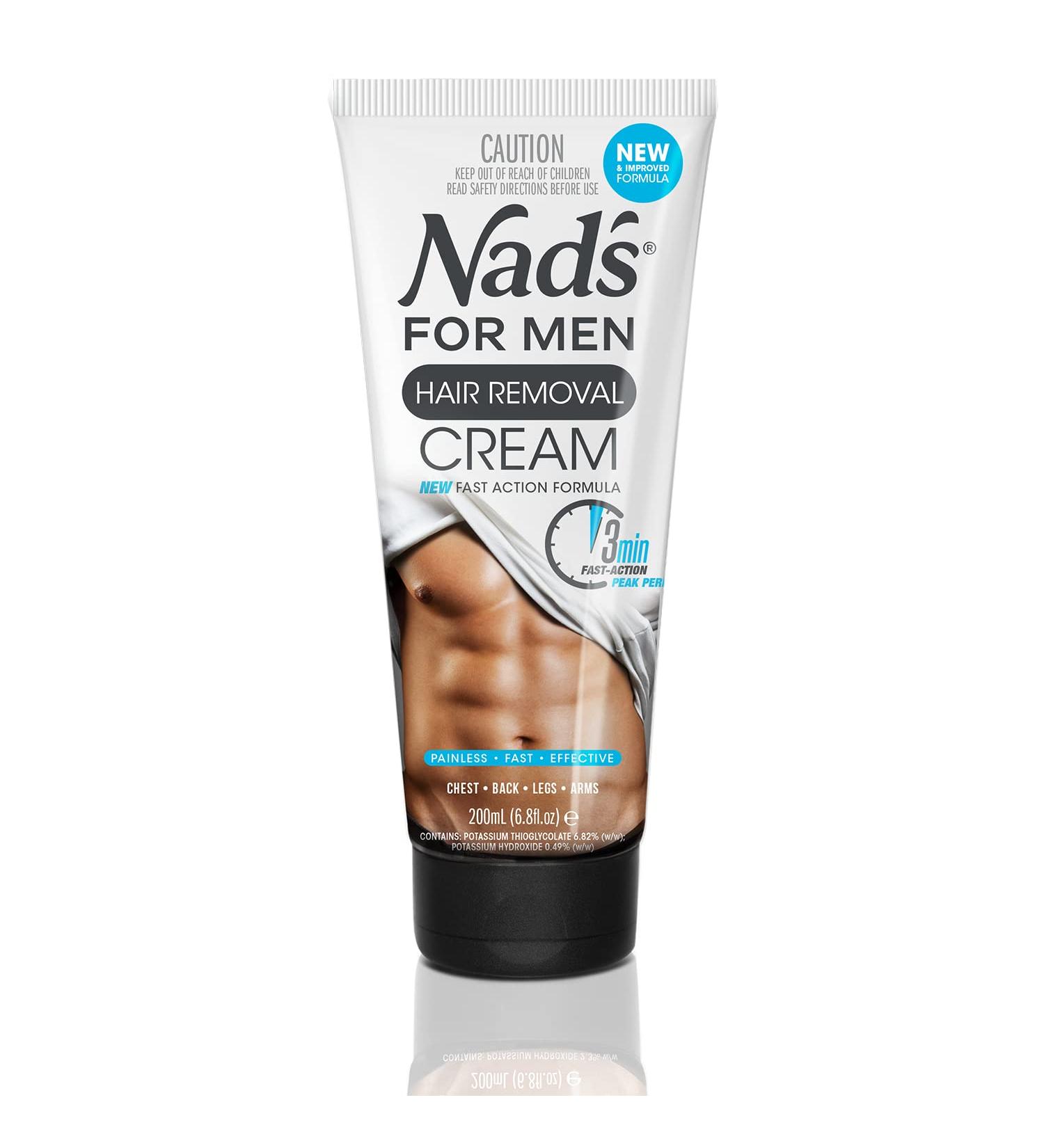 Nad's for Men Hair Removal Cream 6.8 Oz - Painless Depilatory Solution for Coarse Male Body Hair - Buy Online on GoSupps.com