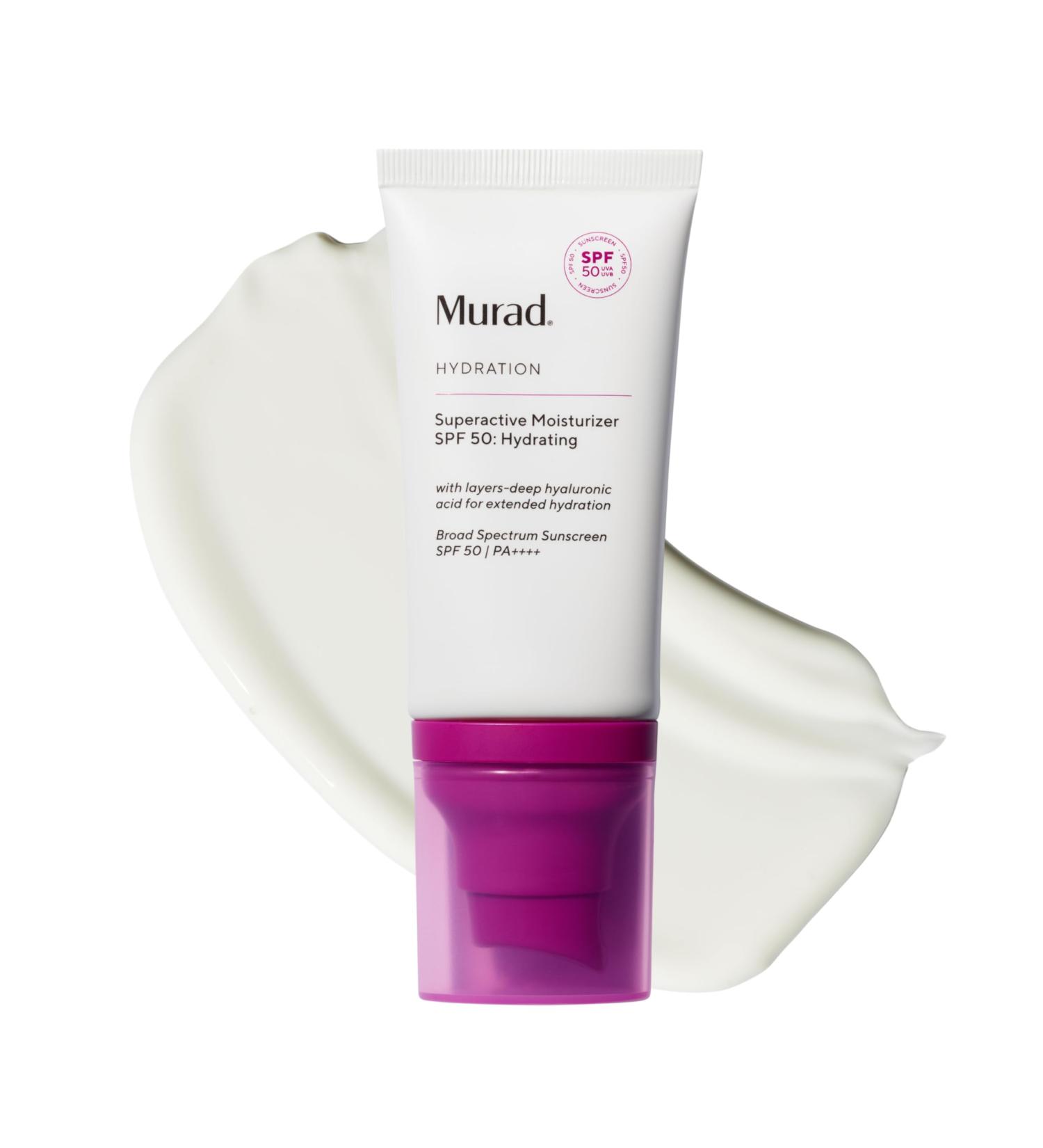 Murad Superactive Hydrating Moisturizer SPF 50 - Dewy Hydration Facial Suncreen Supercharged with Hyaluronic Acid For Plump and Bouncy Skin - 1.7FL Oz - Buy Online on GoSupps.com