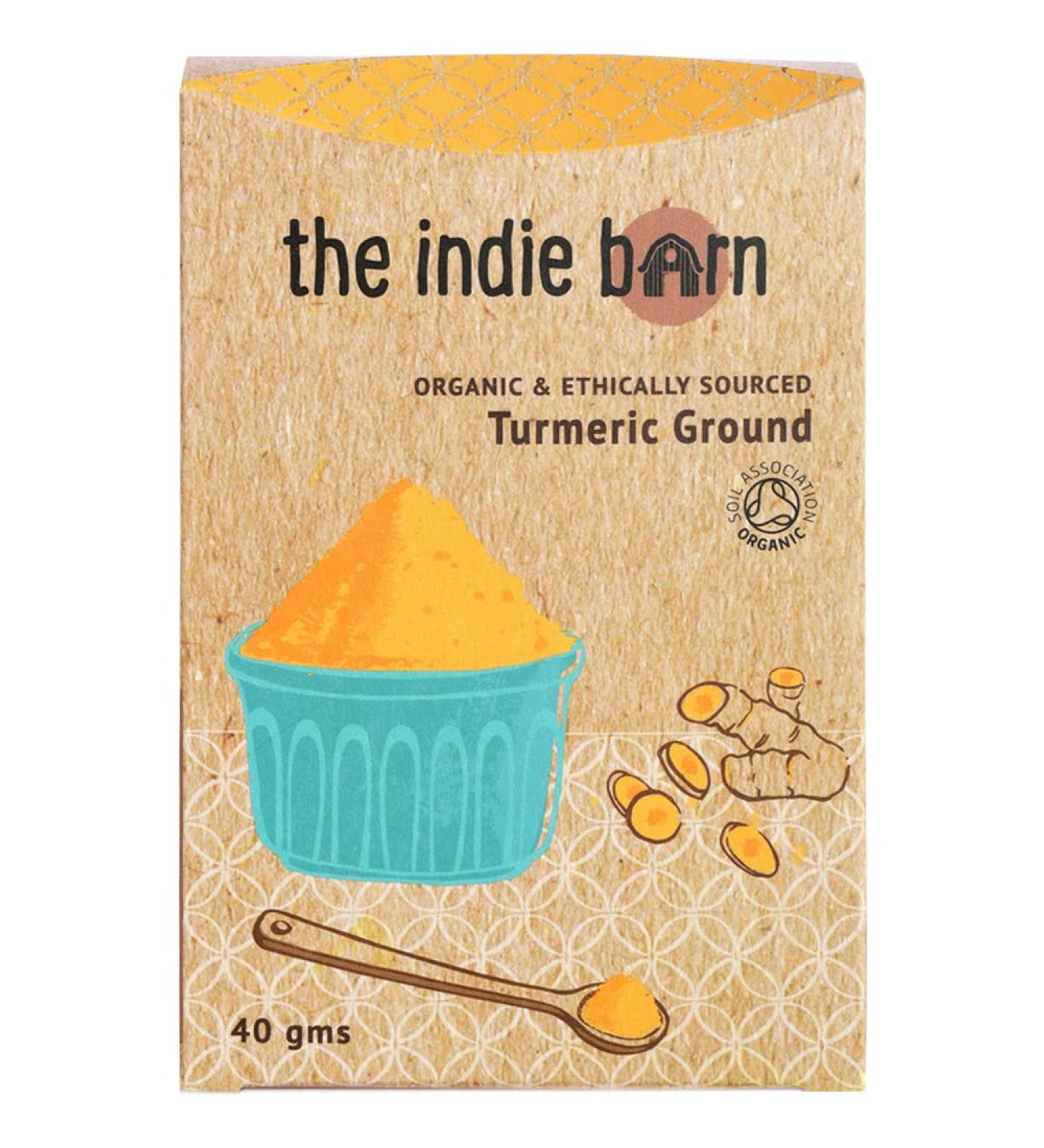The Indie Barn Organic and Ethically Sourced Turmeric Ground or Turmeric Powder 40g (curcumin 4%)| NO ADDITIVES - NON-GMO - GLUTEN FREE VEGAN 40 grams - Buy Online on GoSupps.com