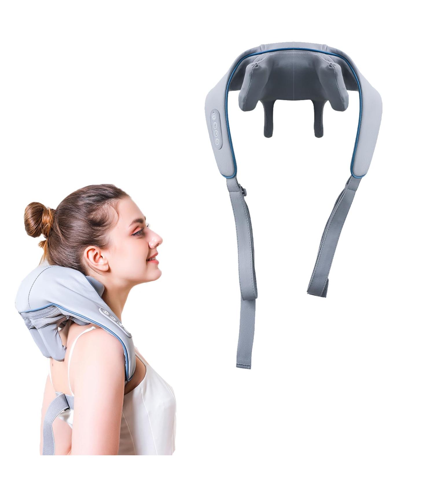Neck & Shoulder Massage Device with Heat - 3 Speeds Deep Tissue Relief | Blue - Buy Online on GoSupps.com