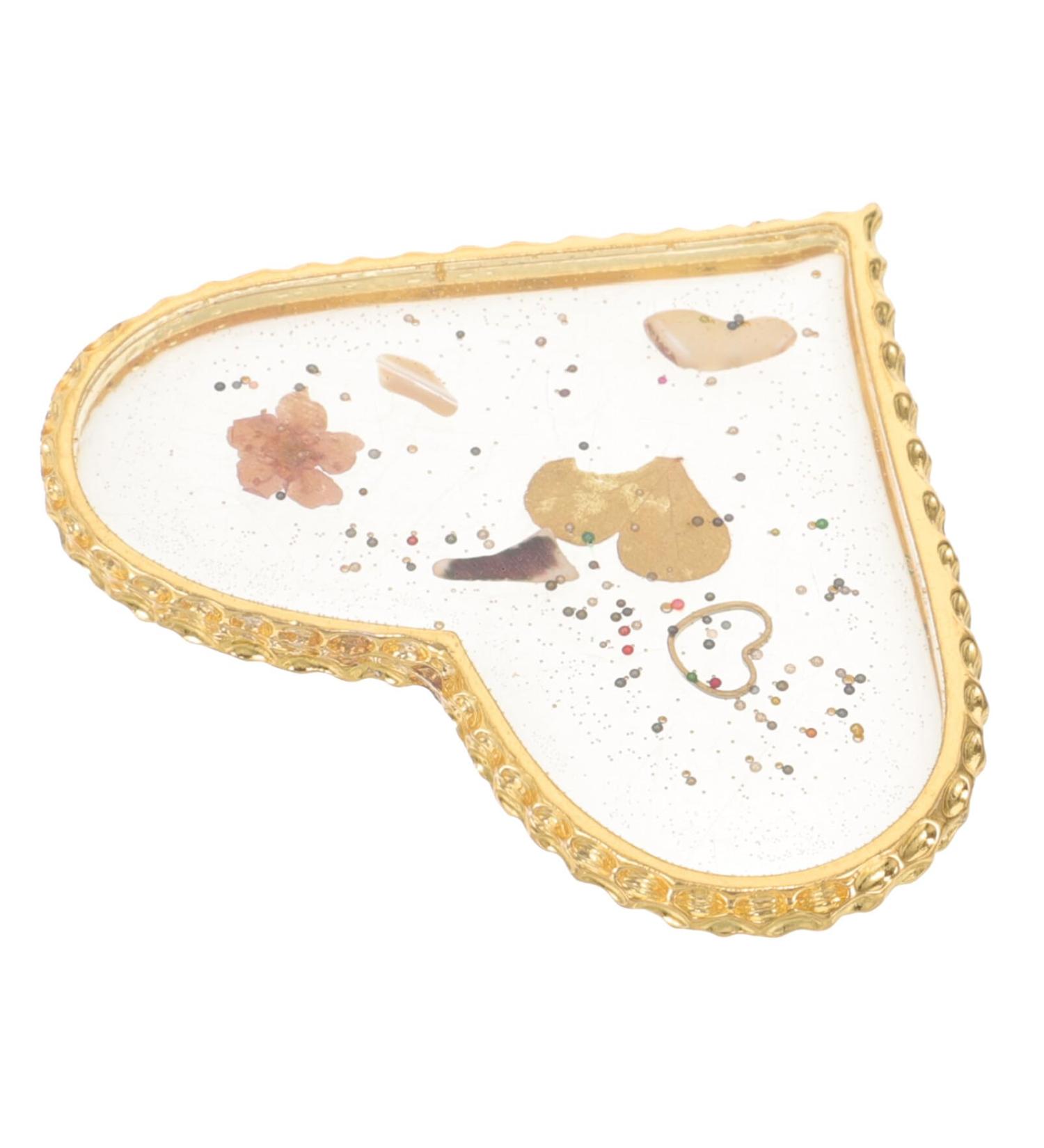 NOLITOY Heart Shaped Resin Nail Art Palette | Golden Edge Mixing Colors Tray for Nail Painting & Cosmetology - Buy Online on GoSupps.com