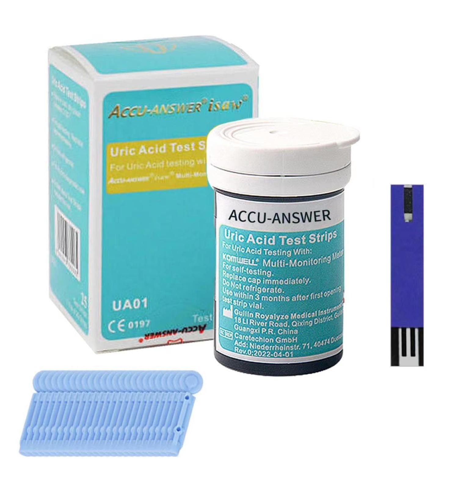 Accu-Answer Uric Acid Test Stirps (The Meter is not Included) - 25 Test Strips Total (1 * 25 Test Strips/Box). Easy to Use at Home Accurate Result in 5s No Coding Needed.