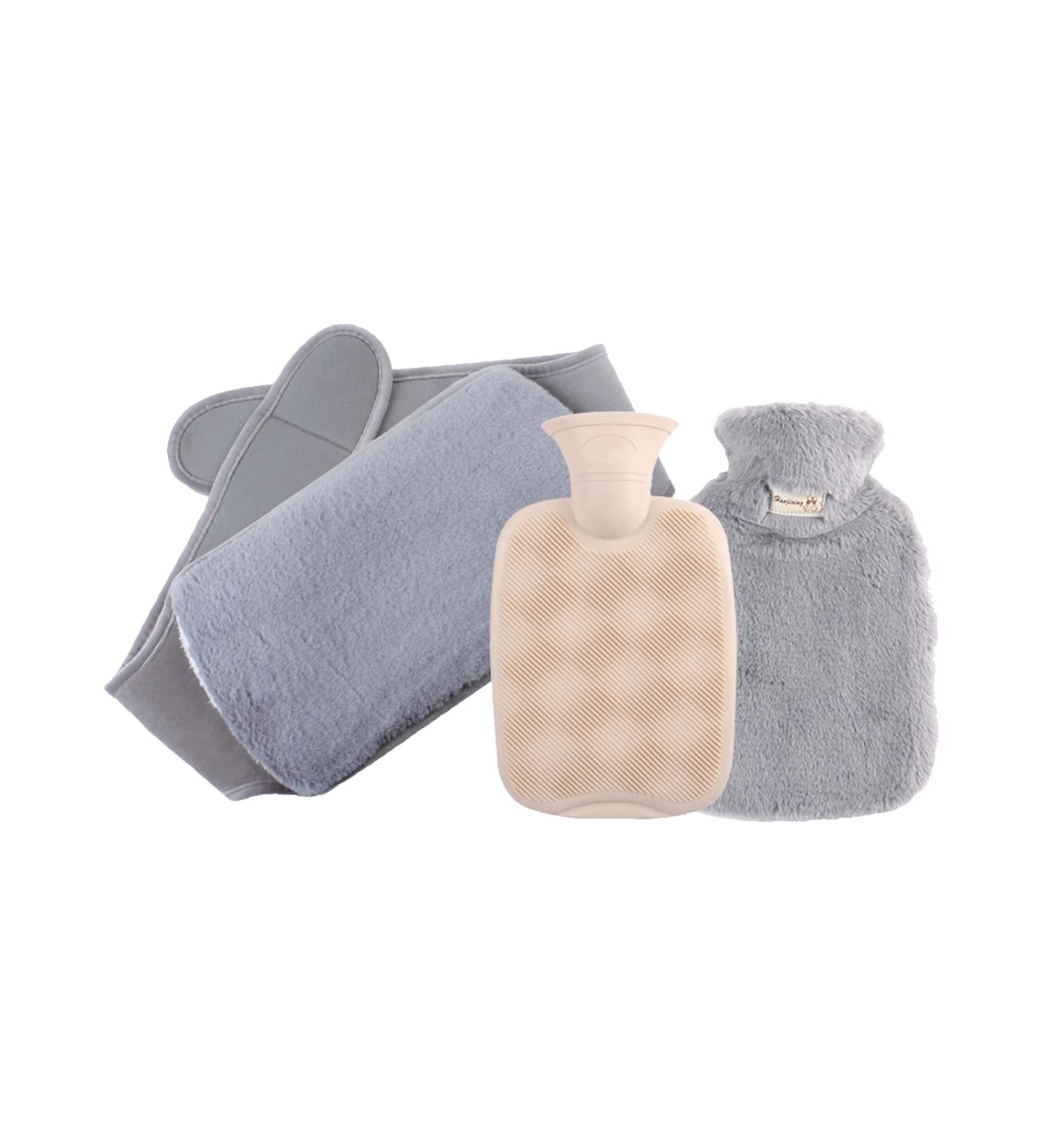 Cozy Plush Waist Warmer Belt & Hot Water Bottle - 1000 ml Gray Warm Belly Cover for Hands Neck & Feet - Buy Online on GoSupps.com