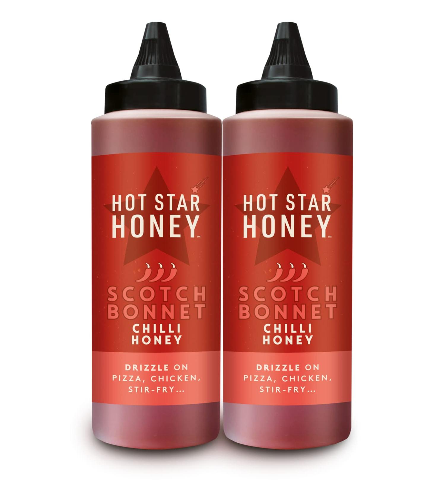 Hot Star Honey Chilli Sauce - Hand Crafted Scotch Bonnet Chilli Sauce | 2 x 340g Bottles | Perfect for Chicken, Pizza, Pasta, Steak, and Noodles - Buy Online on GoSupps.com