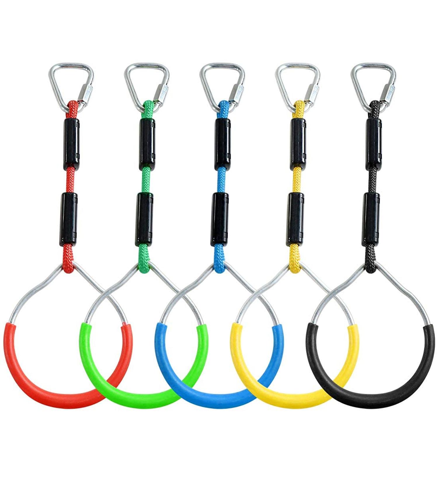 Colorful Swing Gymnastic Bar Rings 5 Pack for Ninja Slackline Outdoor Play Sets - Buy Online on GoSupps.com