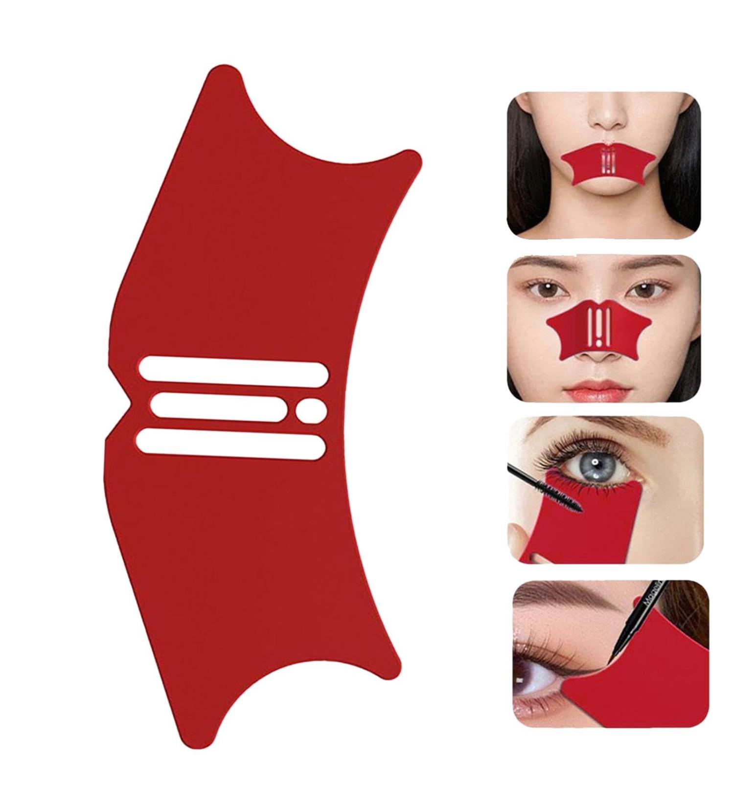 Multifunctional Eyeliner Stencils + Mascara Shield + Highlighter Shield Guard Multifunctional Silicone Makeup Aid for Eyeshadow Wing Eyeliner Tool Suitable for Beginners Red - Buy Online on GoSupps.com