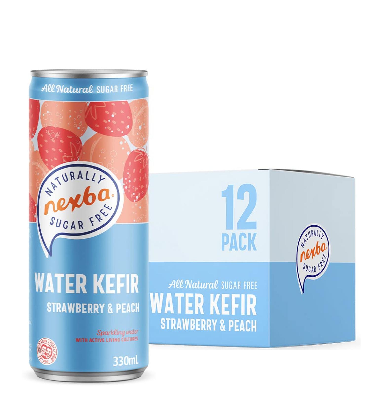 Nexba Naturally Sugar Free Strawberry & Peach Kefir Kombucha 330 ml Sleek Can (Pack of 12) Strawberry & Peach 330ml Sleek Can (Pack of 12) - Buy Online on GoSupps.com