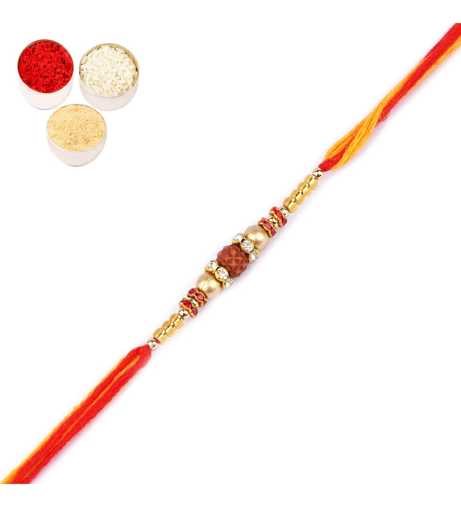 Ghasitaram Gifts Rakhi for Brother Rakhis Online -Nbh-252- Rudraksh Rakhi - Buy Online on GoSupps.com