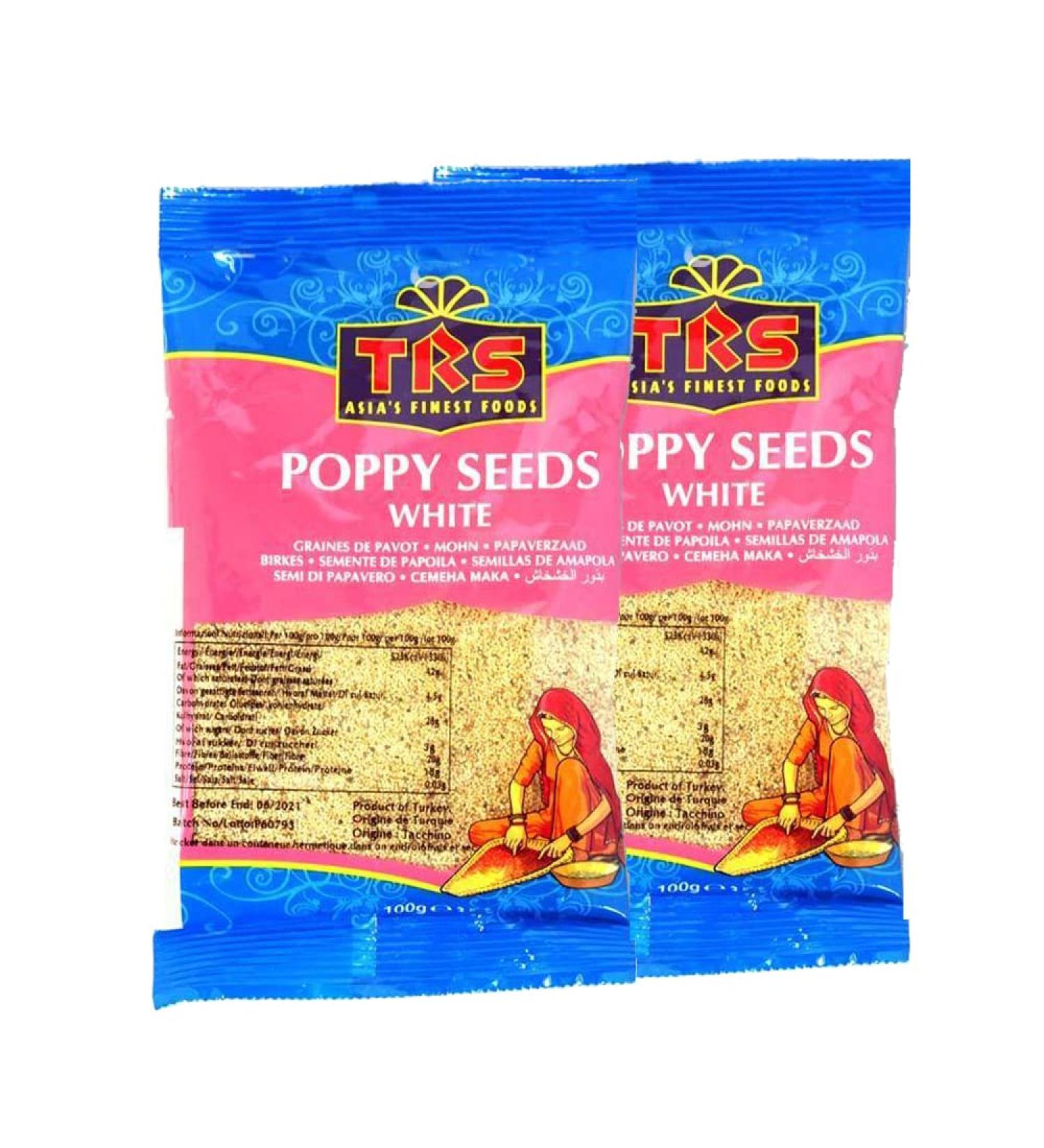 TRS Poppy Seeds White | 100G |Cooking Baking Pastry Herbs and Spices | Vegan | Gluten Friendly | Non-GMO | Indian Origin (Pack of 2) - Buy Online on GoSupps.com