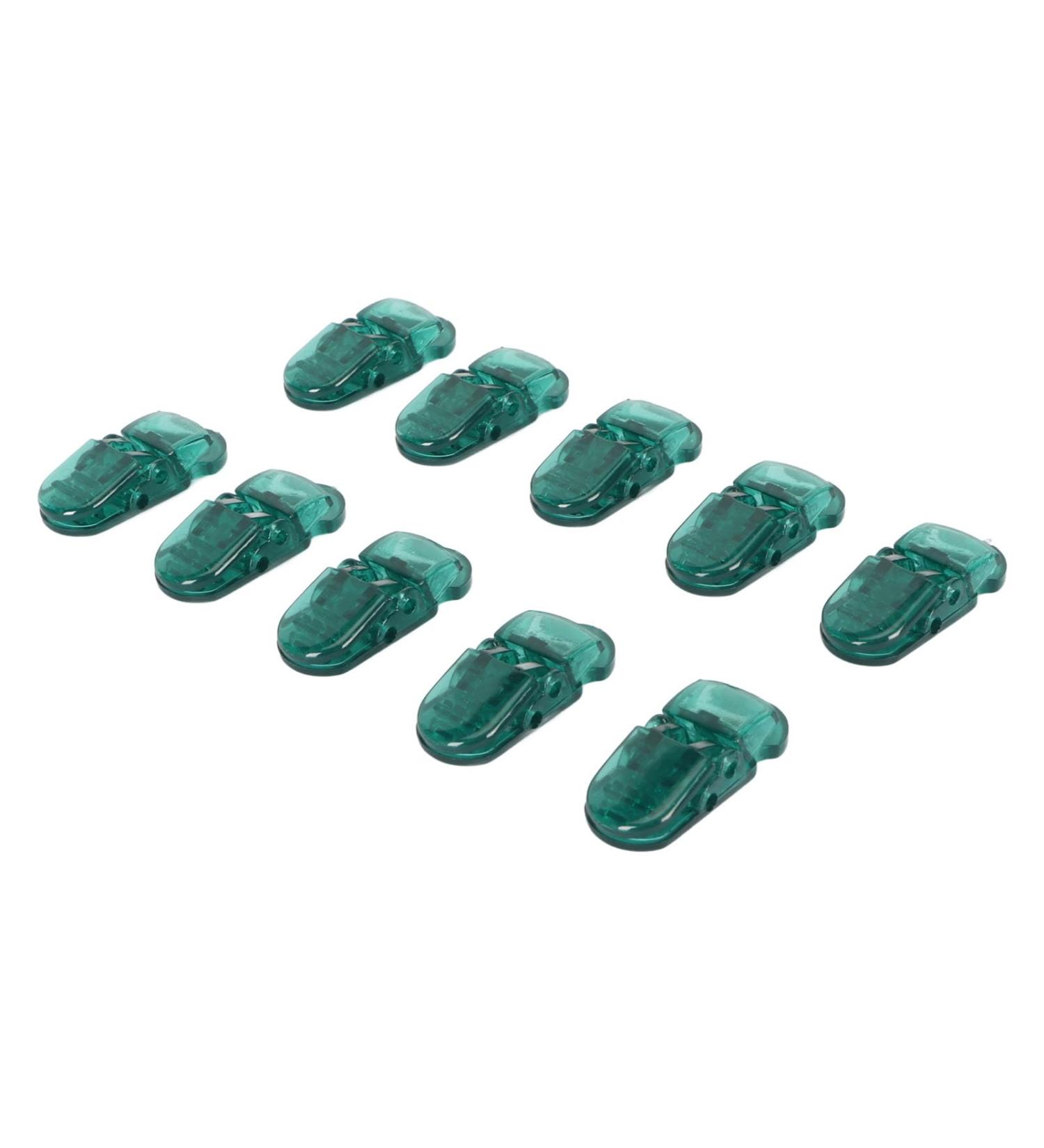 Hearing Aid Cable Clip - Lightweight & Strong Tightening - Transparent 10 Pack for Clothing (Dark Green) | International Shipping Available - Buy Online on GoSupps.com