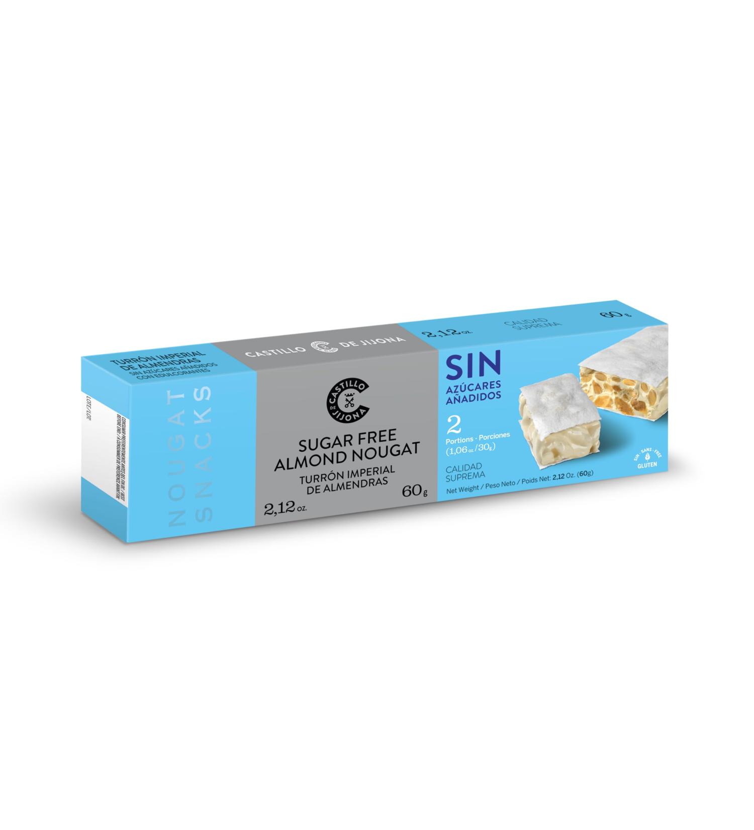  CASTILLO DE JIJONA Castillo de Jijona Sugar-Free Imperial Nougat Snack 60g - Nougat Snacks - Selective Almond - Gluten-Free - Supreme Quality - Artisanal Recipe - Made in Spain (Jijona) - Buy Online on GoSupps.com