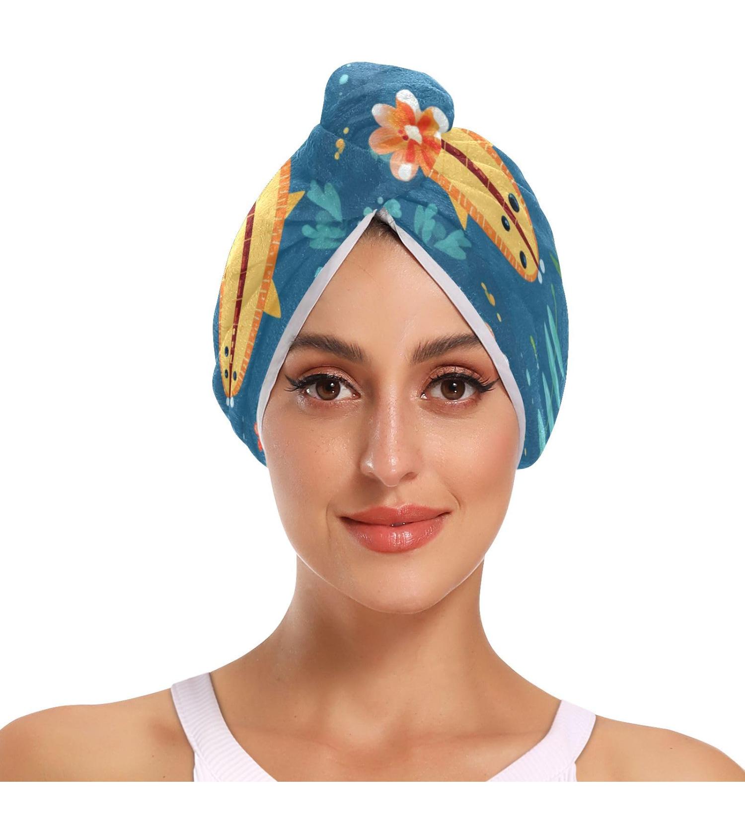 Shark Flower Leaf Hair Towel 2 Pack | Super Absorbent Quick Dry Hair Turbans for Women & Girls - Buy Online on GoSupps.com