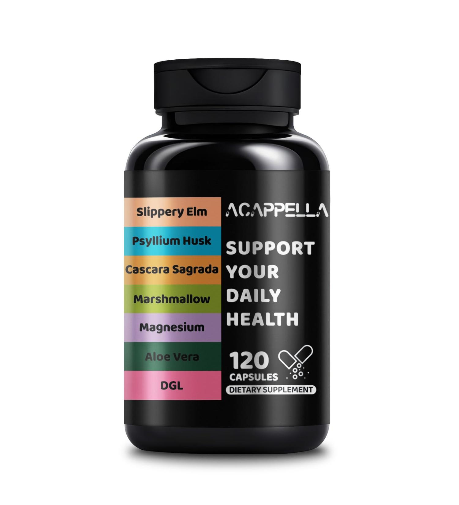 ACAPPELLA Slippery Elm Psyllium Husk Cascara Sagrada Marshmallow Magnesium Aloe Vera DGL Capsule - Probiotic Blend Supplement 1 - Buy Online on GoSupps.com