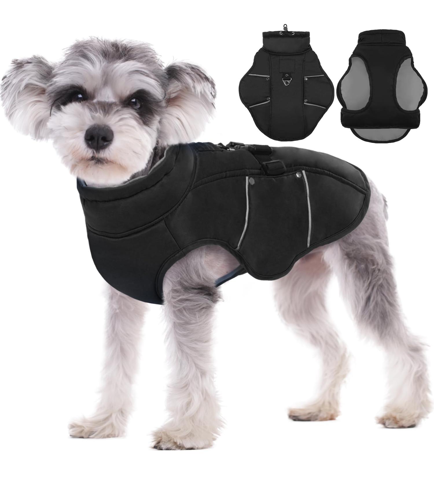 Kuoser Winter Dog Coat | Warm Reflective Jacket for Small Dogs | Black & Gray | Ideal for Cold Weather - Buy Online on GoSupps.com