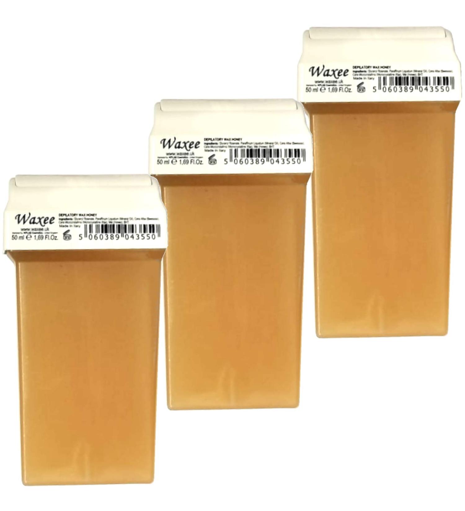 Waxee Compatible for Veet Easy Wax 50ml roll on Wax Replacement Roller Wax Cartridge Honey (3 x 50ml roll on Wax Cartridge) 50 ml (Pack of 3)