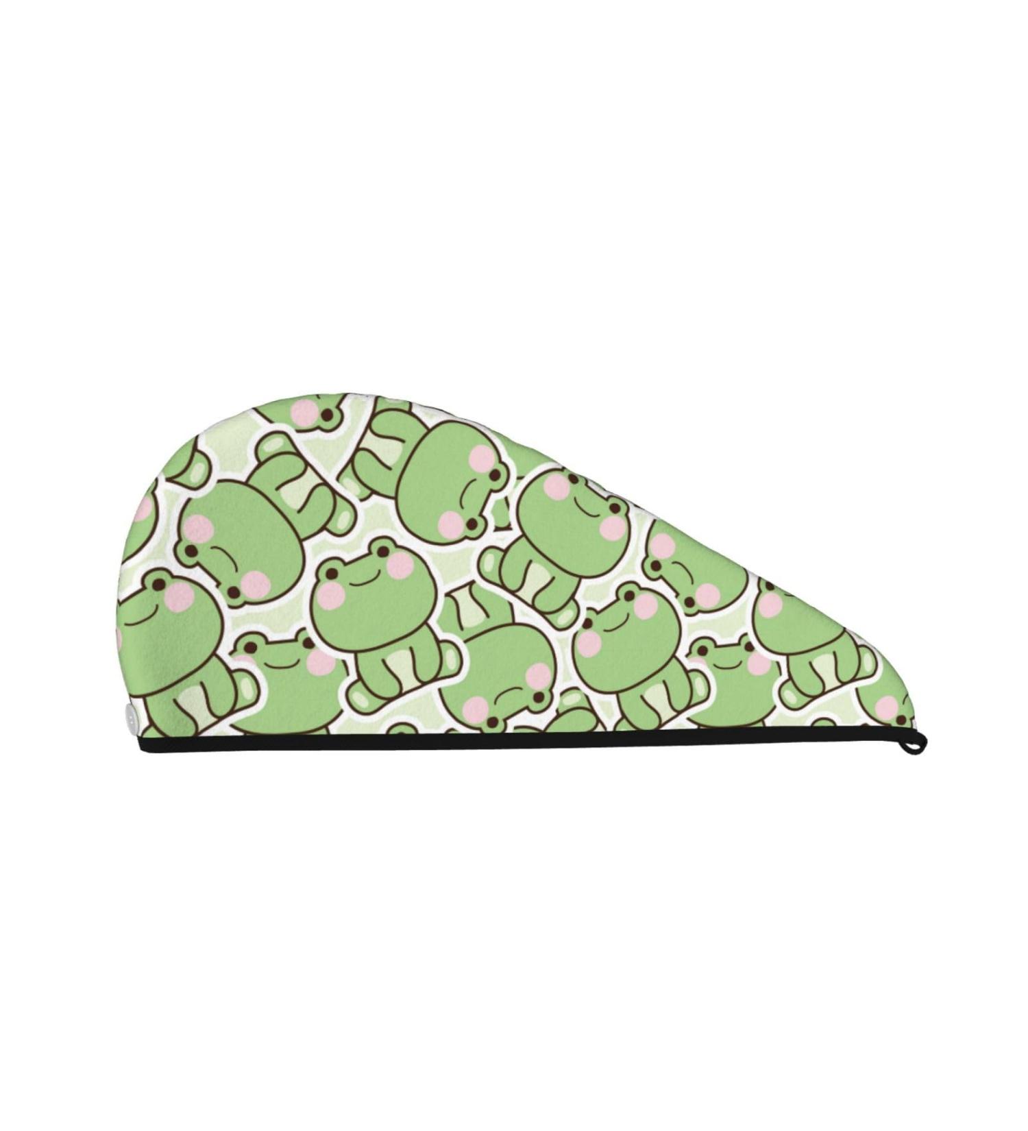 Cute Frog Microfiber Hair Towel | Soft & Super Absorbent Coral Velvet Wrap for Long Curly & Thick Hair - Quick Dry Cap for Women - Buy Online on GoSupps.com