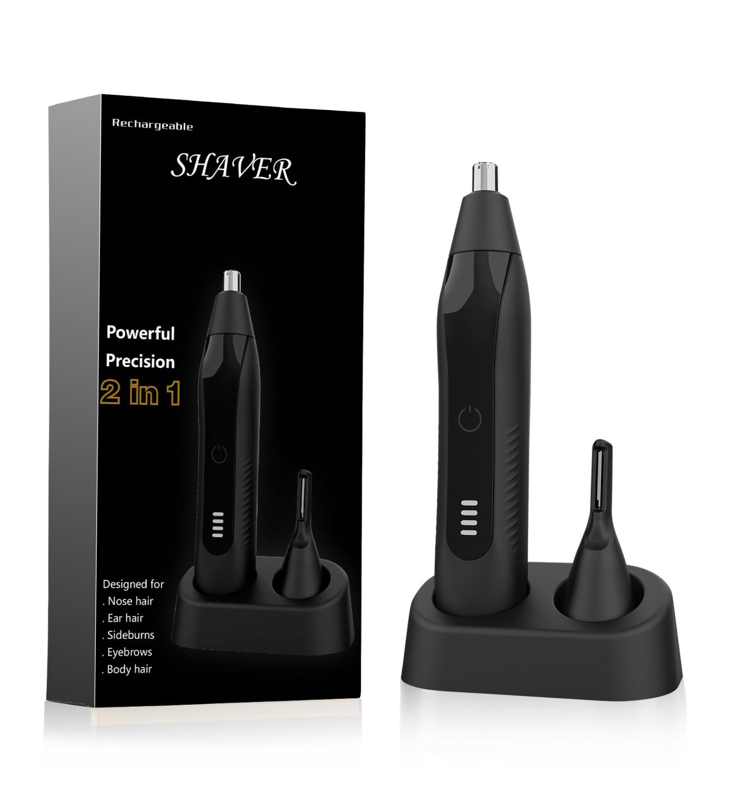 Nose Hair Trimmer for Men & Women | Multi-Functional Eyebrow & Ear Trimmer Set | Detachable Water-Washable & USB-C Fast Charging - Black - Buy Online on GoSupps.com