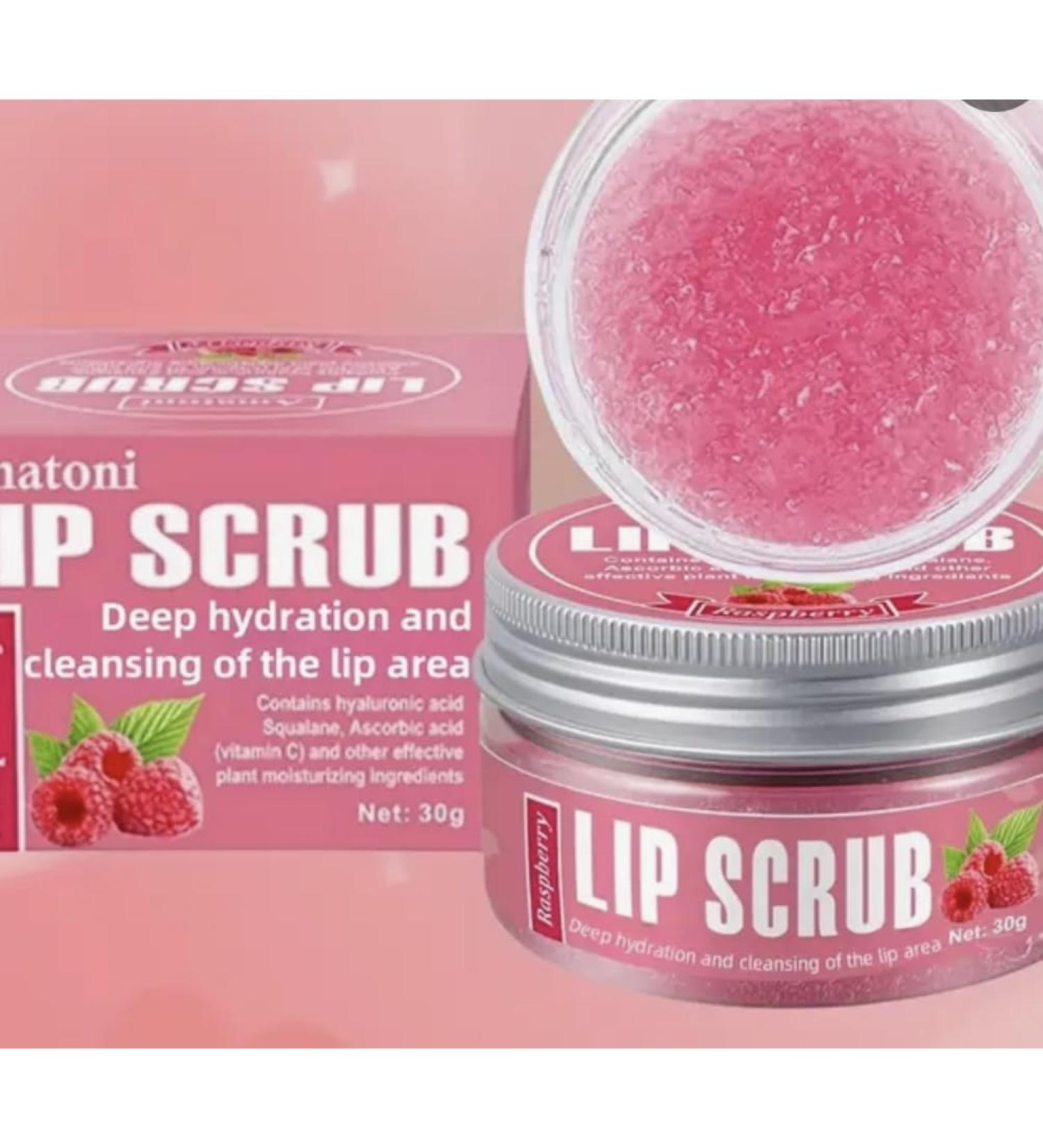 Amatoni Raspberry Lip Scrub with Hyaluronic Acid Deep Hydration and Cleansing 30g