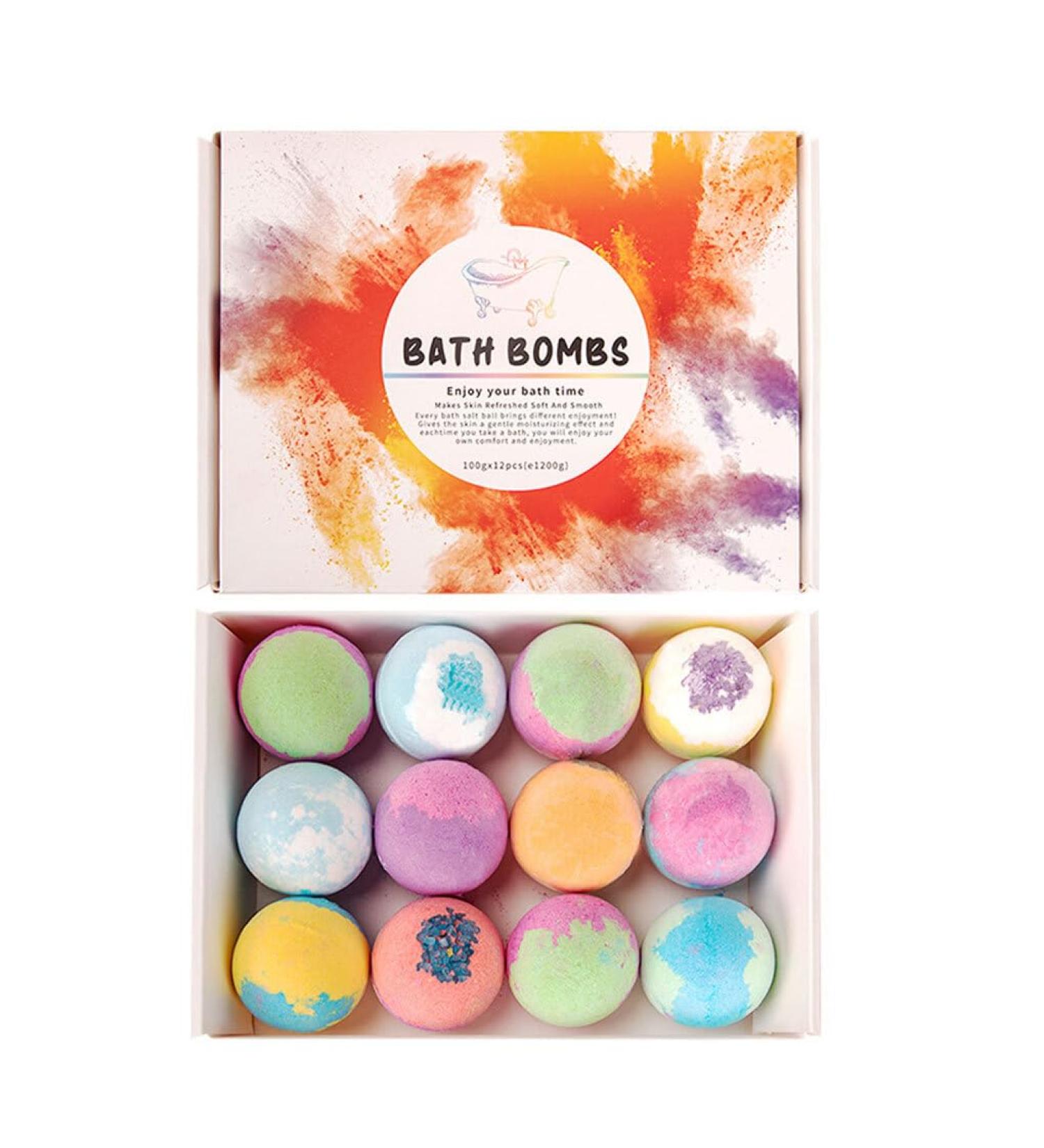 Allayu 12piece Bath Bombs Gift Set Natural Ingredients Delicate Foam 12 Pieces Chemical House Warming Gift Large Amount - Buy Online on GoSupps.com