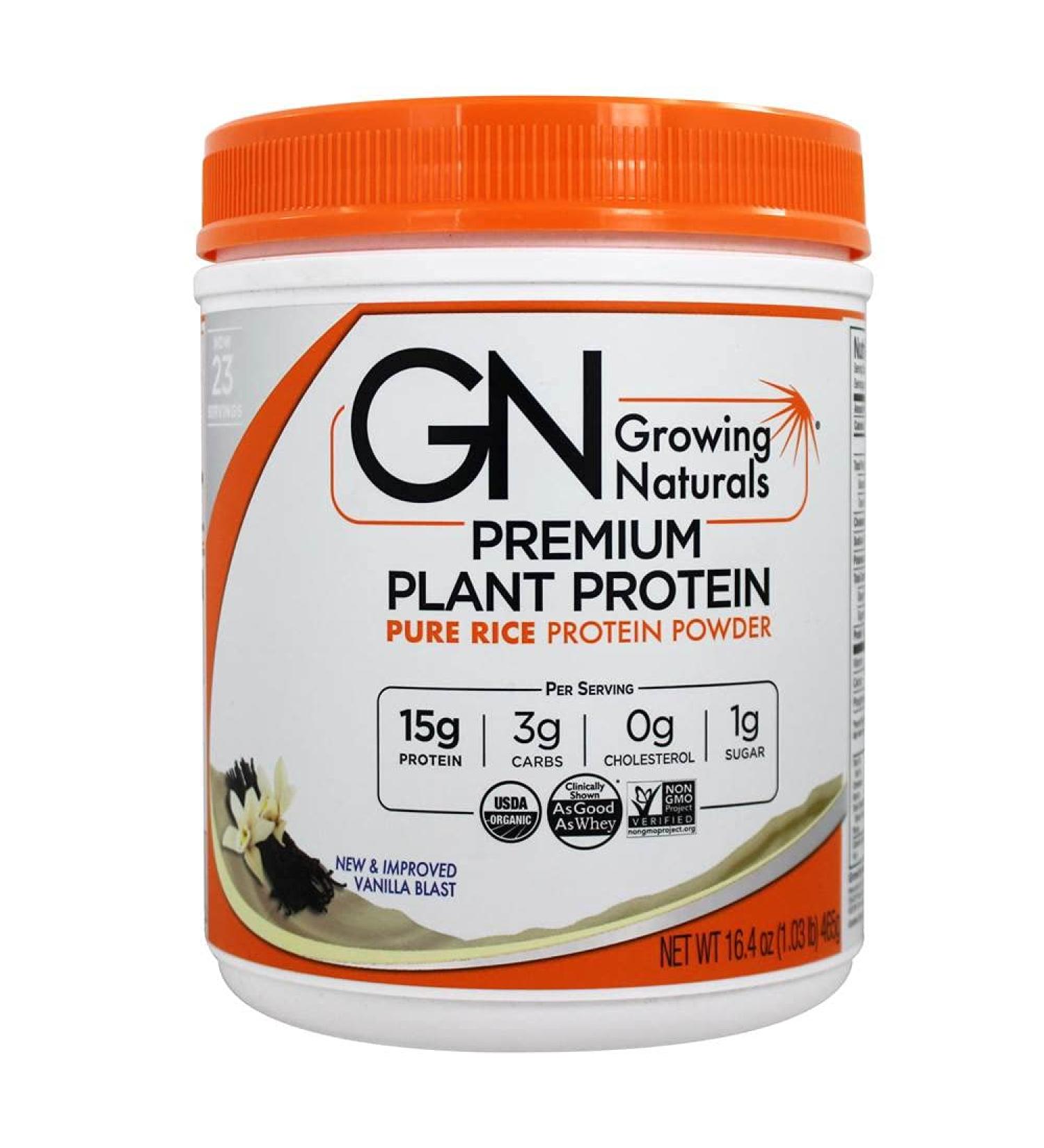 Organic Vanilla Plant-Based Rice Protein Powder - Growing Naturals - Buy Online on GoSupps.com