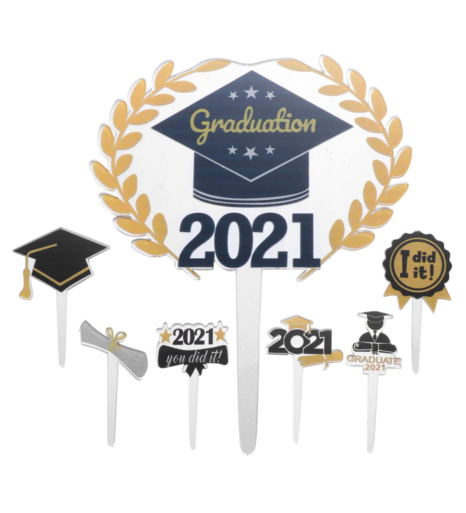 MERRYHAPY 7pcs 2021 Graduation Season Card Cupcake Ornaments 2021 Graduation Cupcake Topper Cupcake Toppers Graduation Party Decorations Cake Decorating Student Acrylic Photo - Buy Online on GoSupps.com